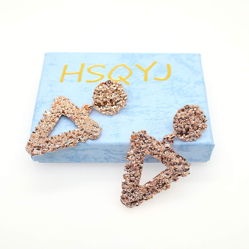 Geometric Hollow Square Dangle Earrings for Women - Large Metal Statement Drop Earrings with Punk Bohemian Textured Design - Perfect for Parties, Weddings, and Boho Fashion Accessories
