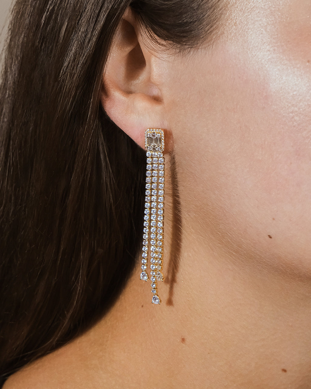 Naomi CZ Dangle Stud Earrings for Women - Sparkling Cubic Zirconia Drop Earrings for Party, Wedding & Evening Out
