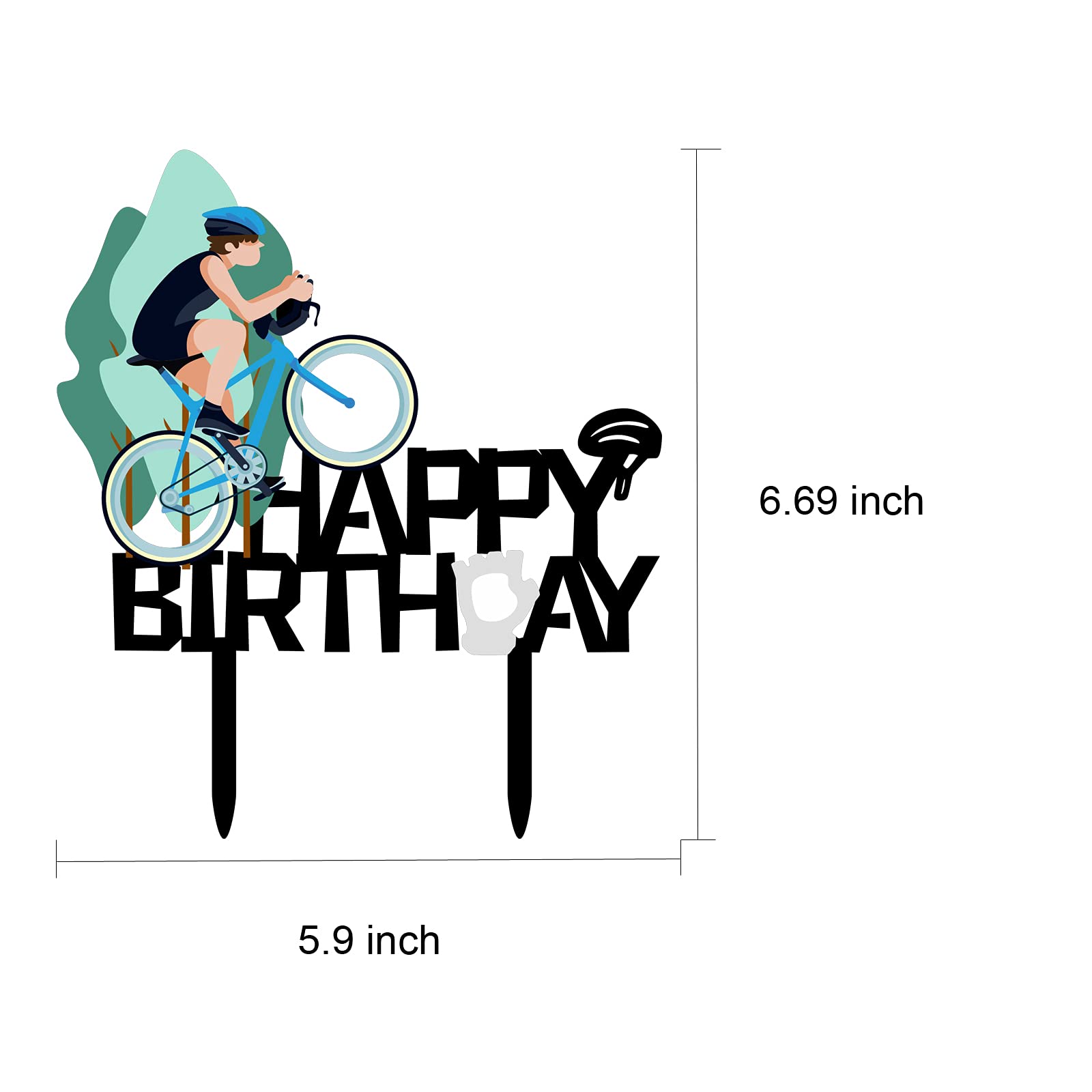 Happy Birthday Cake Topper - Bicycle Themed Cake Decor for Men, Women, Boys & Girls - Perfect for Mountain Bike & Sports Themed Birthday Parties - Ideal for Cycling Enthusiasts & Outdoor Adventure Celebrations