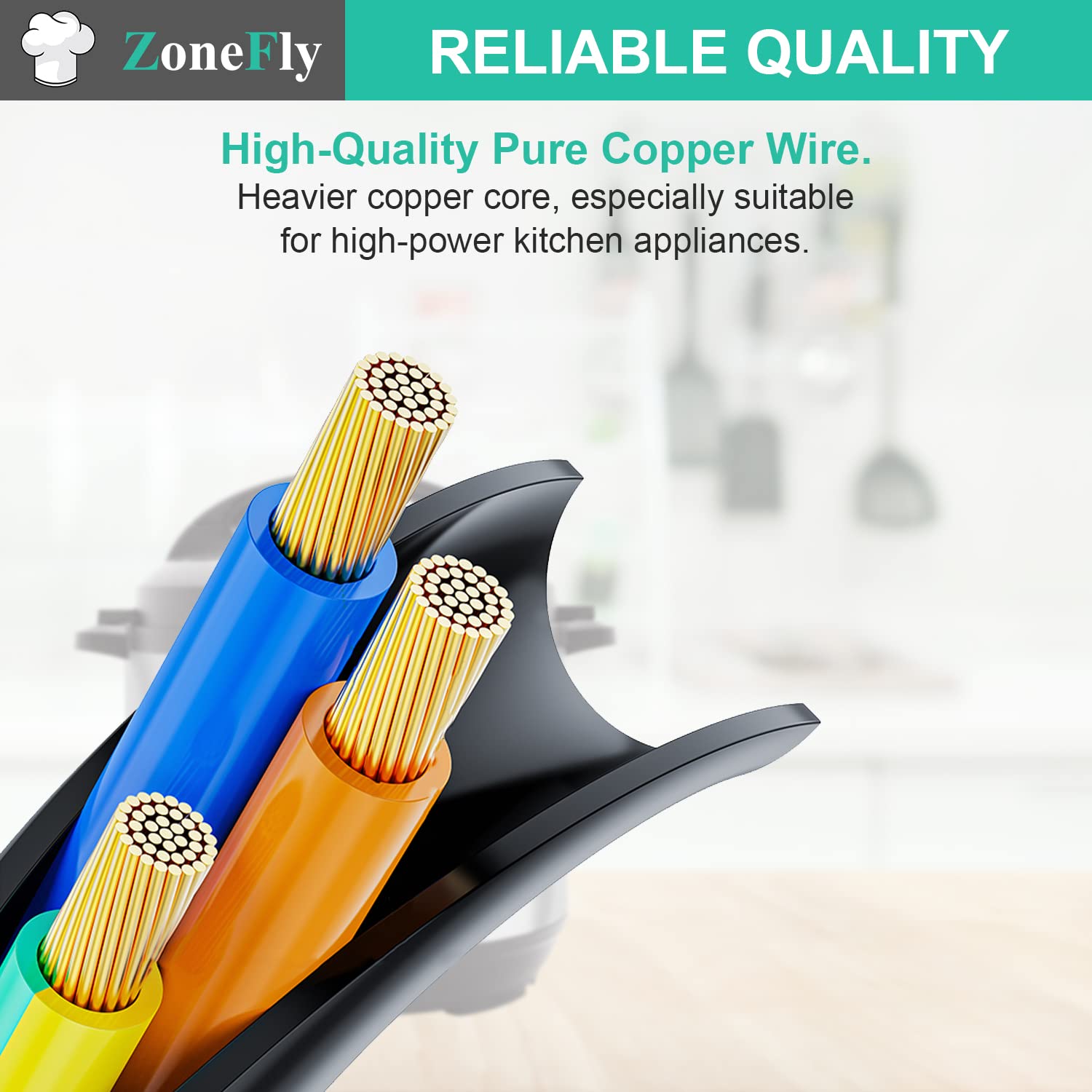 Original Power Cord Replacement for Instant Pot, Electric Pressure Cooker, Rice Cooker & Kitchen Appliances - Universal Compatible with Quick Pot, Soy Milk Maker, Microwave - Perfect for Home Cooking & Small Appliances