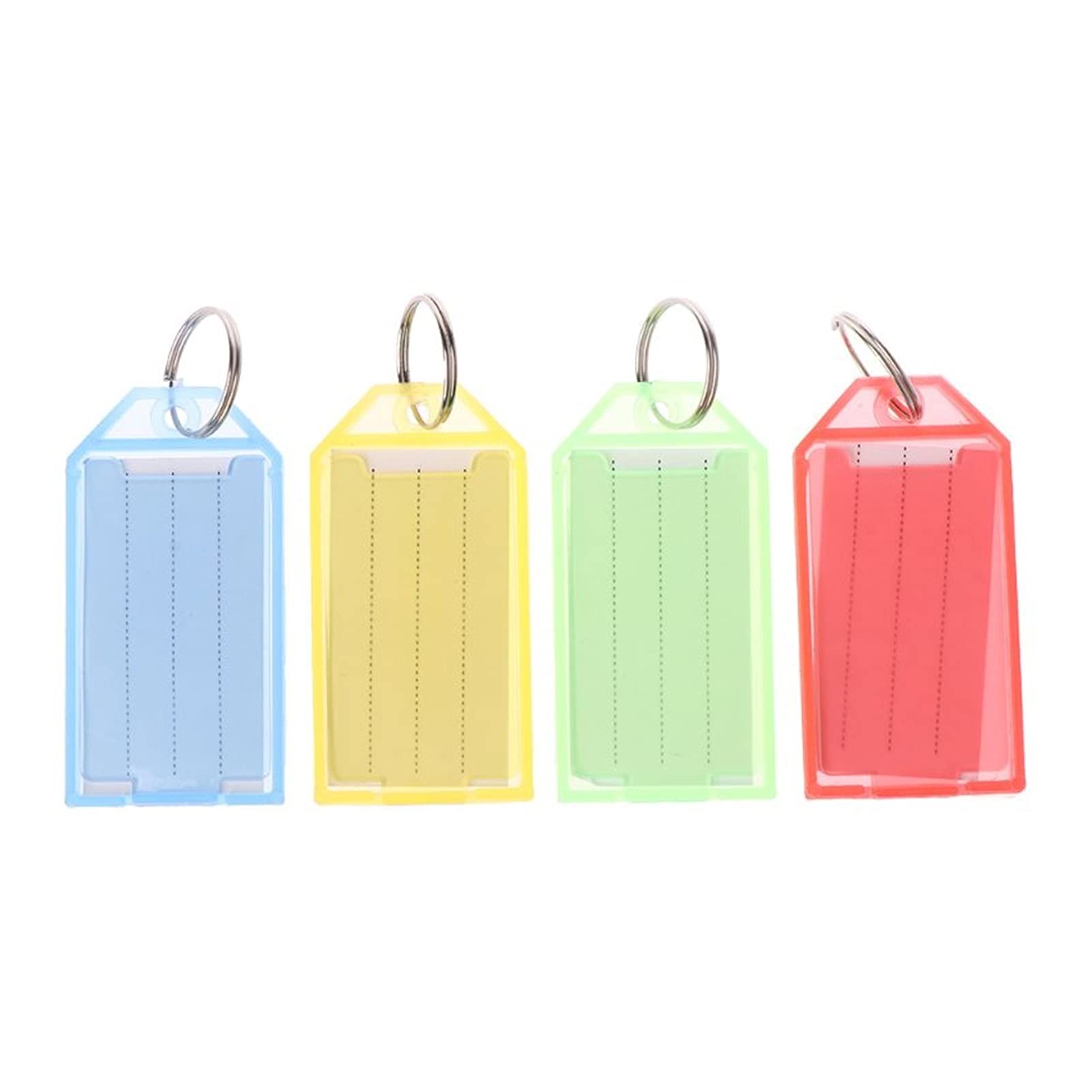 50pcs Plastic Luggage Tags with Split Ring Keyrings - Waterproof ID Name Address Labels for Travel, Hiking, Suitcases & Keychains - Durable Window Luggage Cards for Easy Identification