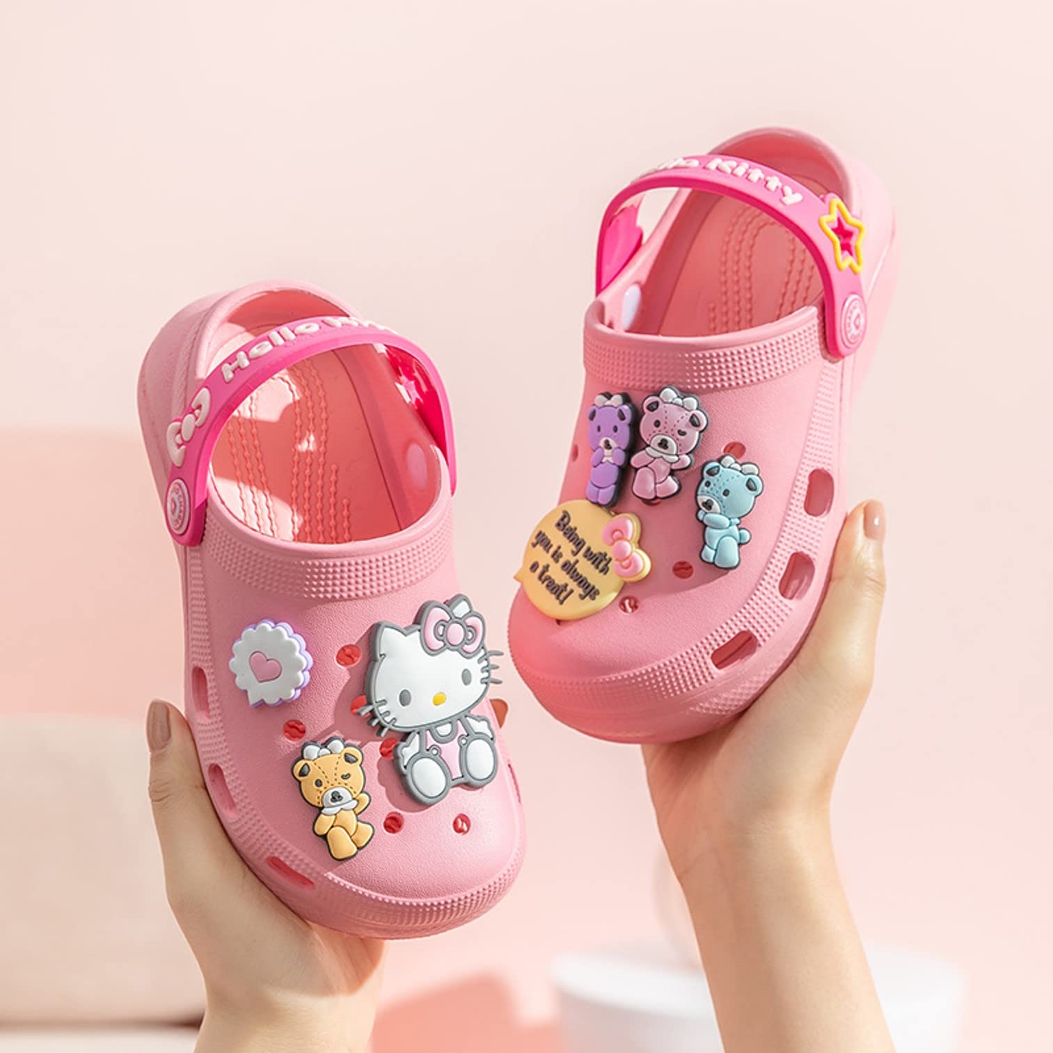 Hello Kitty Bear Clogs Slip-On Water Shoes for Girls, Toddlers & Kids - Comfortable Summer Sandals for Beach, Pool & Outdoor Play