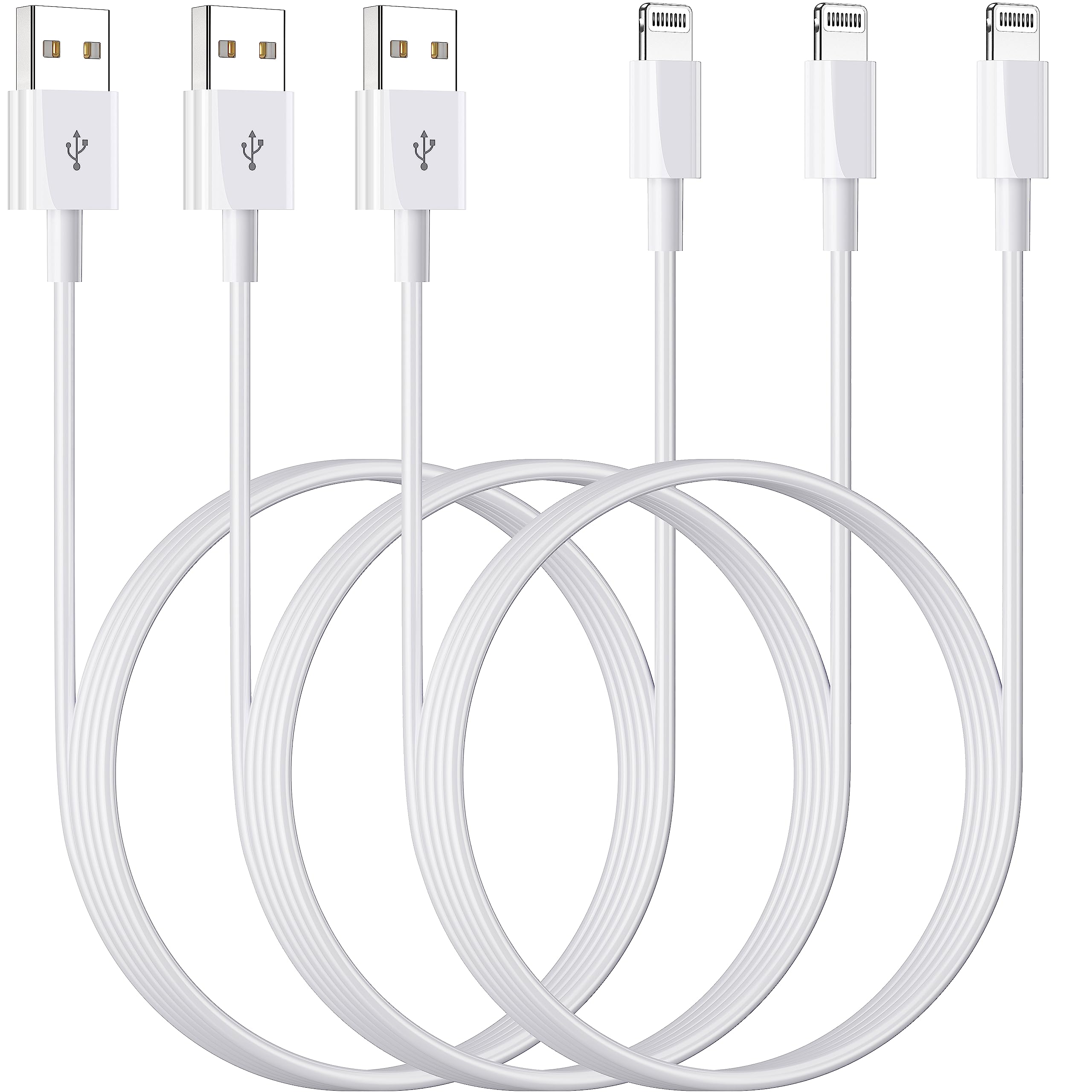 3-Pack 3ft Apple MFi Certified Lightning Cable - Fast Charging & Data Sync USB to Lightning Charger Cord for iPhone 14/13/12/11/XR/XS/X/8/7/6/5/SE & iPad - Perfect for Home, Office & Travel Charging