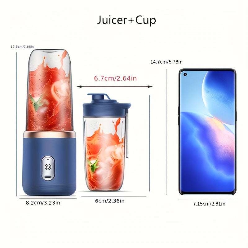 Portable USB Rechargeable Juicer Cup - Powerful Mini Blender for Smoothies, Juices & Shakes | Compact Travel Design | Perfect for Gym, Office & Outdoor Adventures