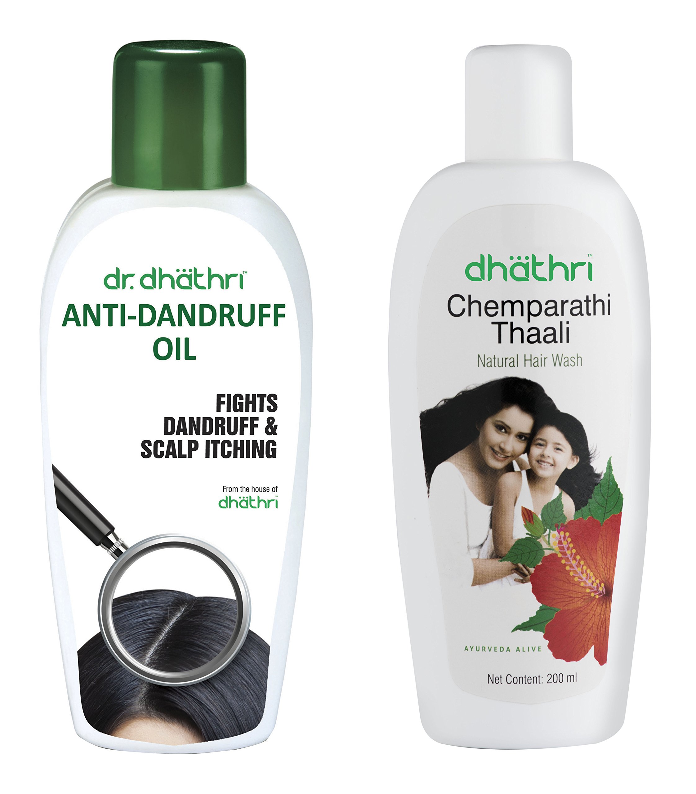 Dhathri Anti-Dandruff Hair Oil & Chemparathi Thaali Combo Pack - 200ml | Natural Ayurvedic Scalp Treatment for Dandruff & Hair Growth | Perfect for Daily Hair Care & Traditional Ceremonies