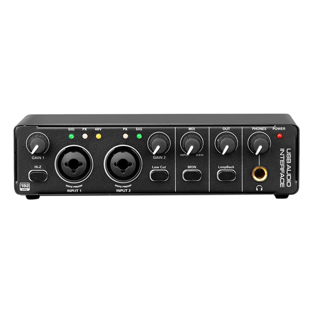 Casstad 4 Channel USB Audio Interface - Plug & Play Driver-Free Sound Card with Recording Function for Singing, Podcasting & Music Production - Perfect for Home Studio & Live Performances