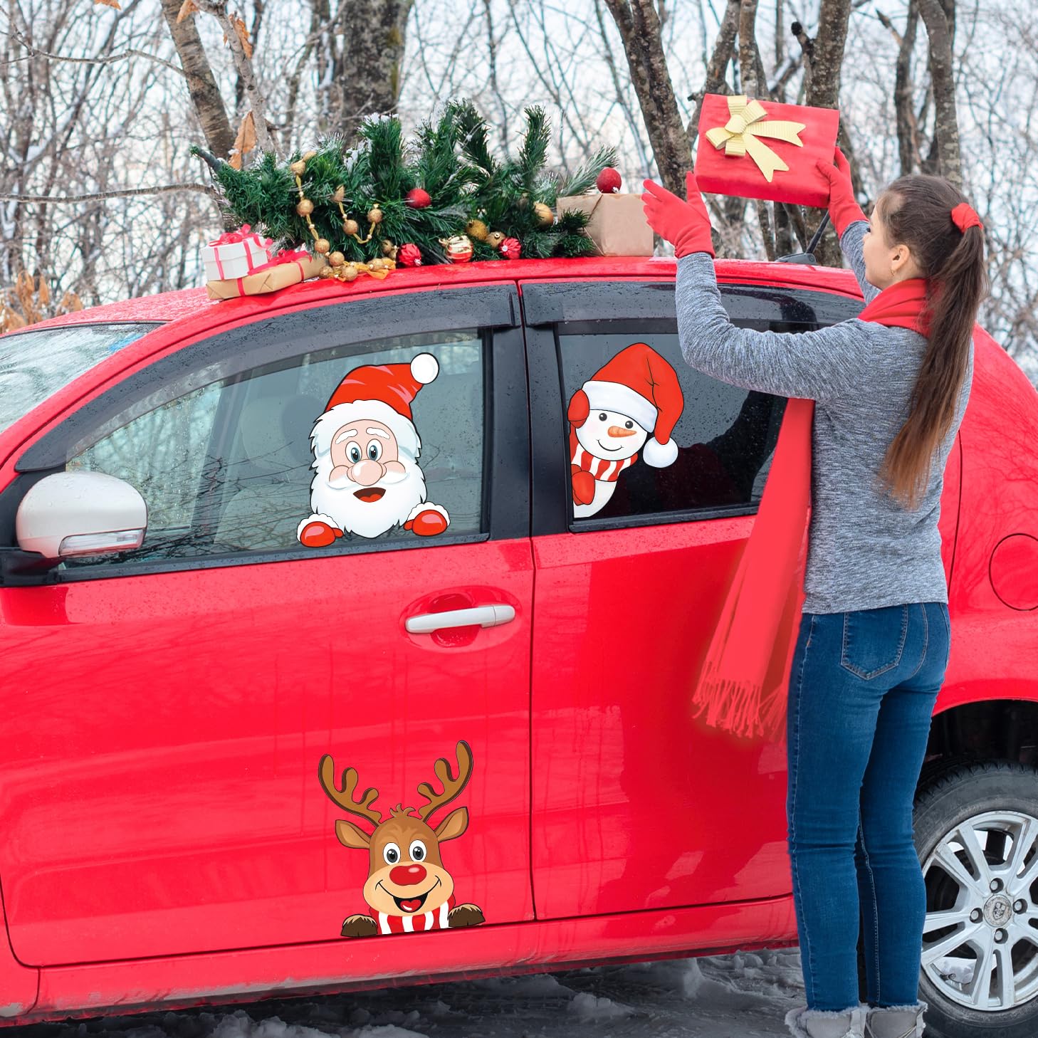 Christmas Car Decoration Decals - Cute Santa Claus Window Stickers for Holiday Vehicle Decor | Festive Auto Accessories for Cars, Trucks & SUVs | Perfect for Holiday Parties, Parades & Gift Exchanges