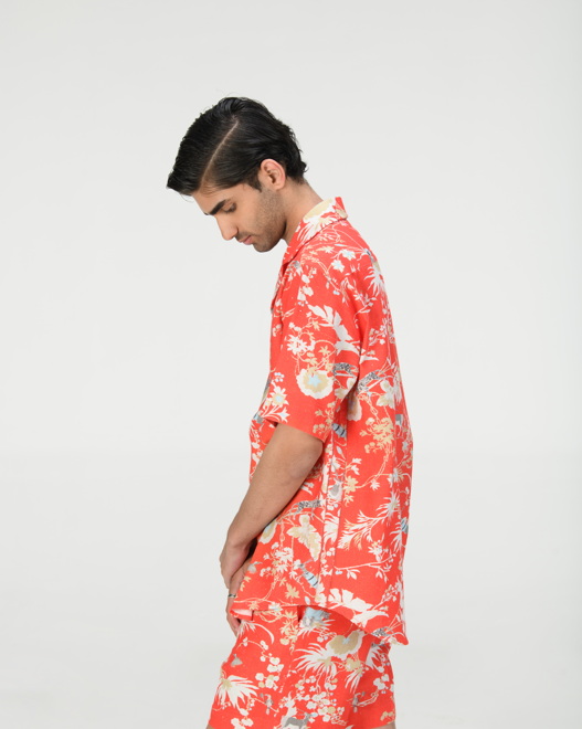 Bush Shirt - Heavy Duty 100% Cotton Men's Work Shirt in Red - Perfect for Outdoor Work, Hiking & Camping