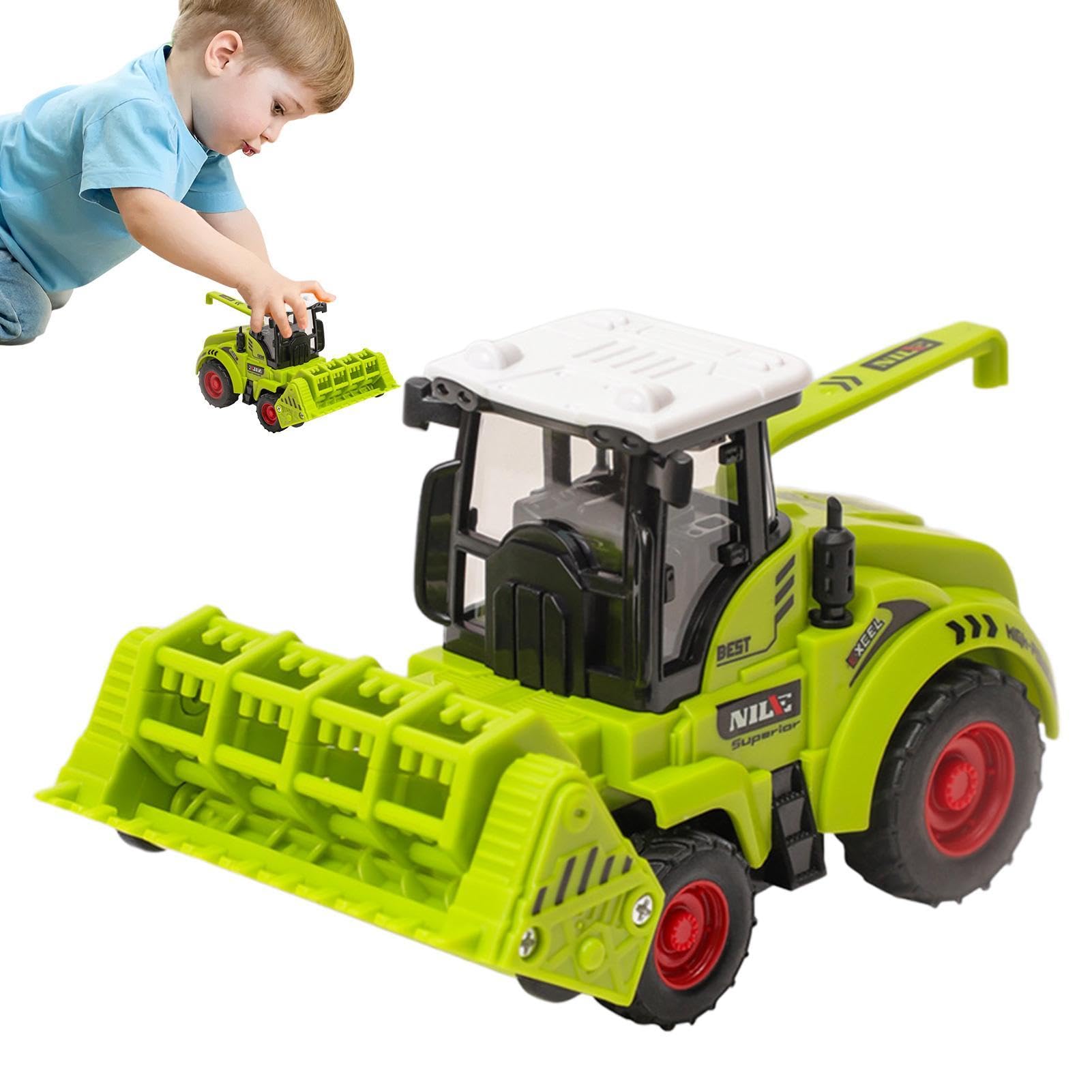 Realistic Inertial Tractor Toy Vehicle - Friction Powered Farm Tractor for Kids, Educational Learning Toy for Toddlers & Children - Perfect for Farm Play, Pretend Play, and Early STEM Learning