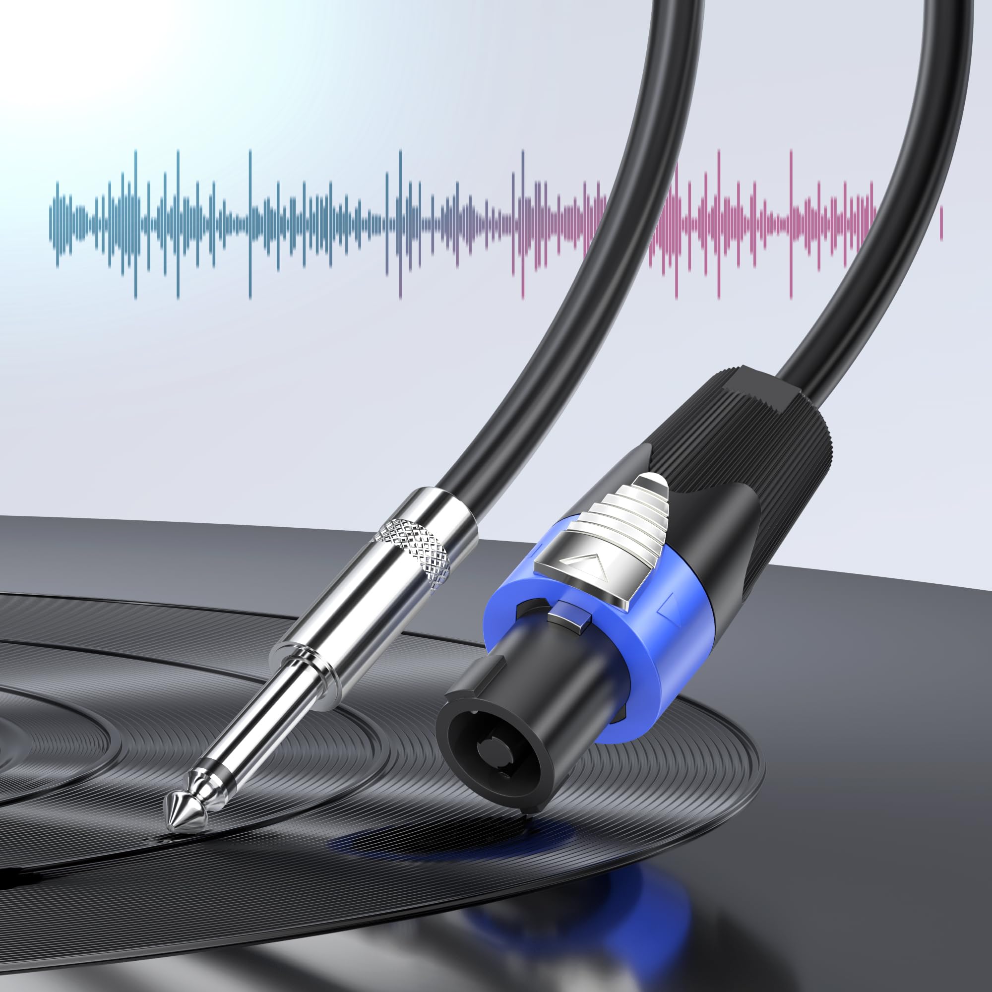Professional 30ft Speakon to 1/4 Inch Speaker Cable - 2 Pack High-Quality DJ & PA Amplifier Mixer Wire for Live Performances & Studio Sound Systems