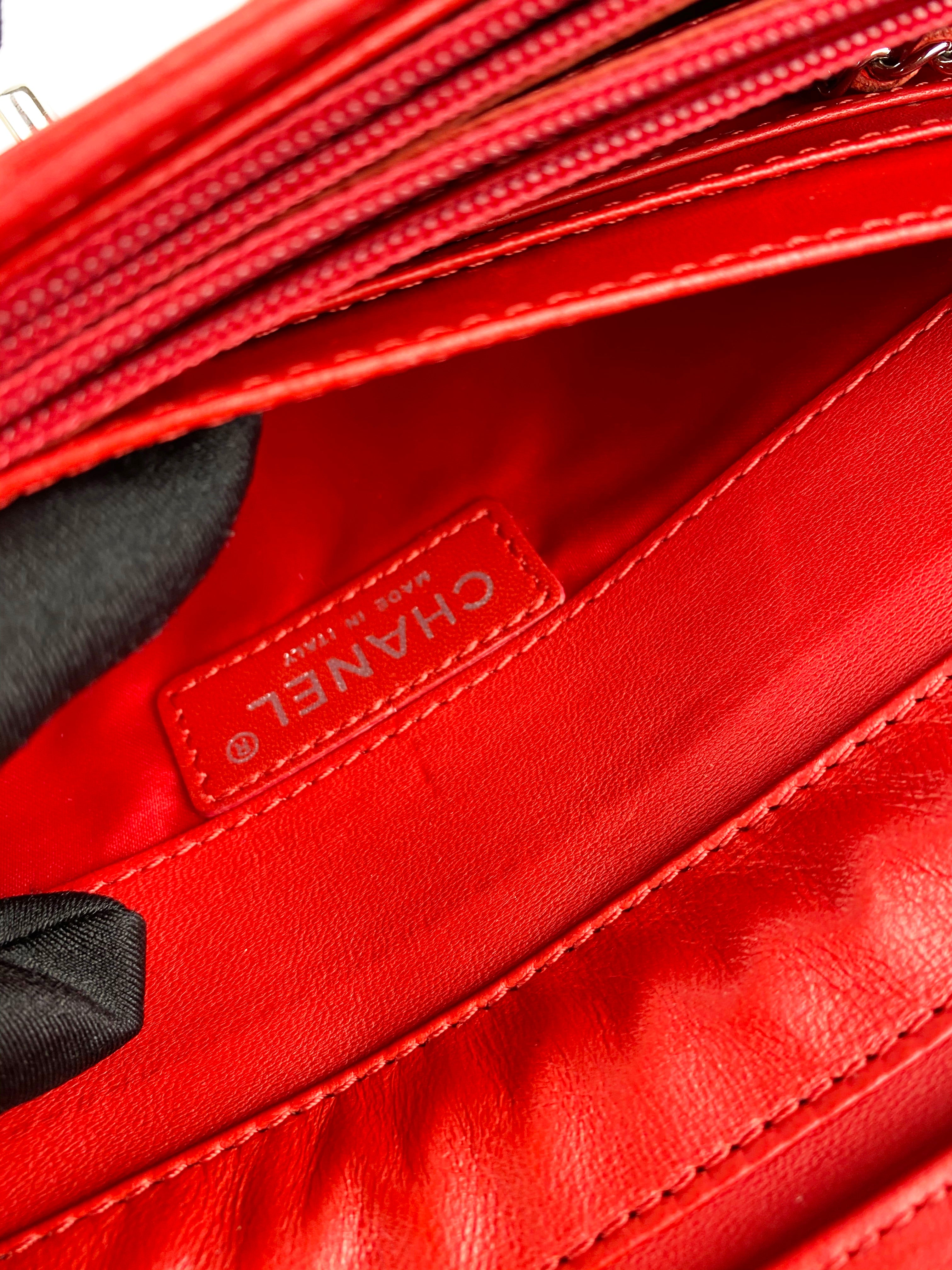 Authentic Chanel Red Lambskin Classic Flap Clutch Bag - Luxury Designer Crossbody Purse for Women | Perfect for Evening Parties, Date Nights & Special Occasions