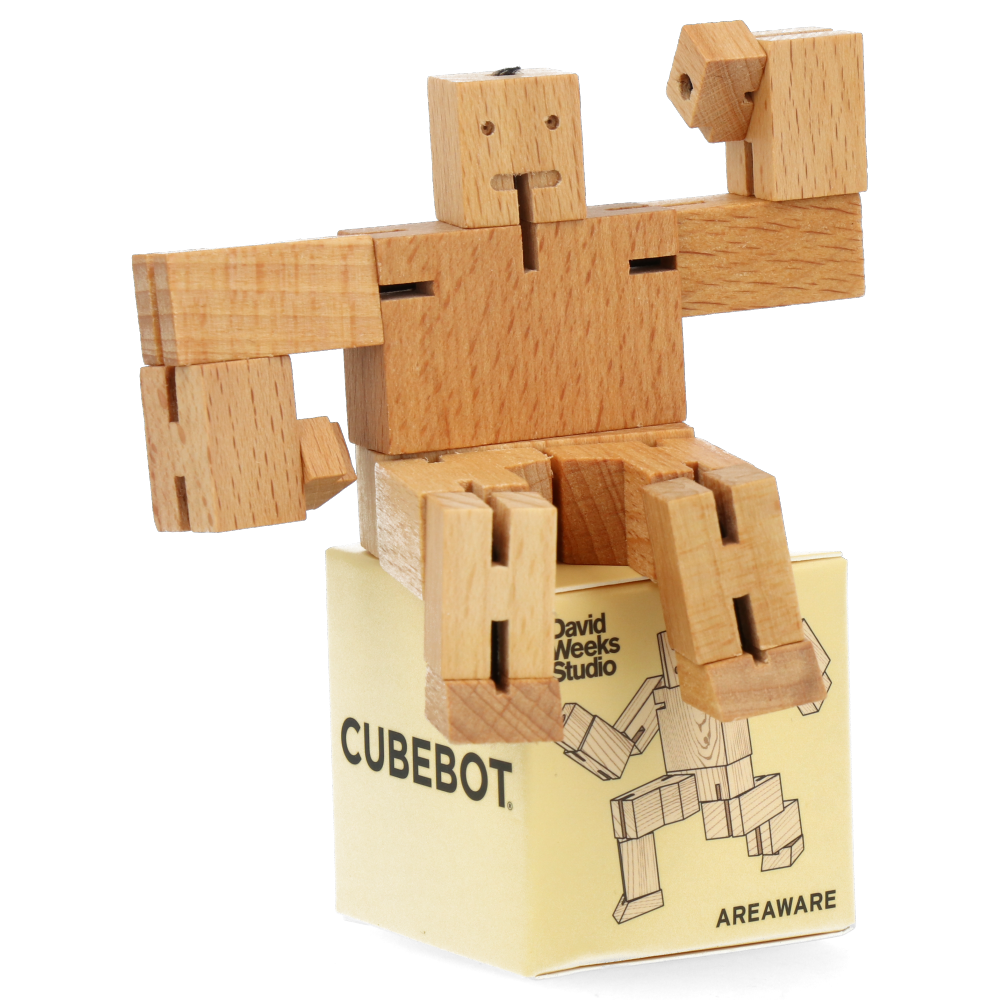Cubebot Micro Natural Wooden Puzzle Toy - Fun & Educational STEM Gift for Kids & Adults - Perfect for Home, Office & Travel