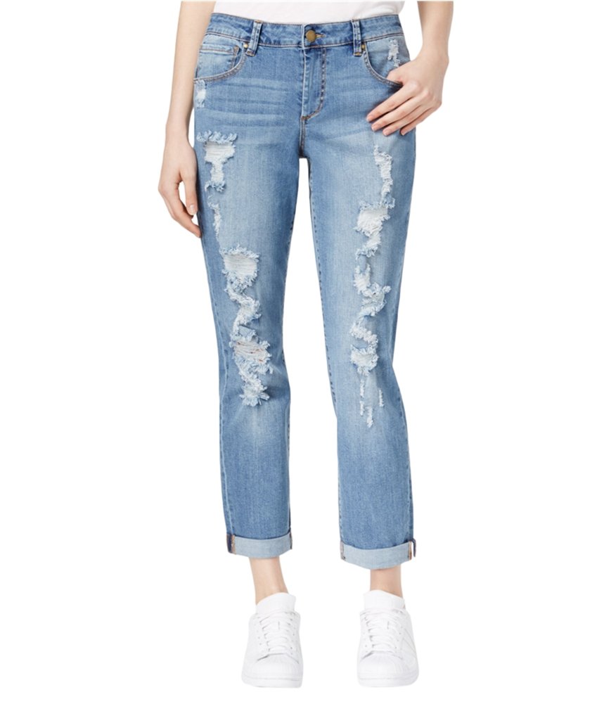 Rachel Roy Women's Distressed Slouchy Fit Jeans - Light Blue Denim, Size 24 | Comfortable Casual Stretch Pants for Everyday Wear, Weekend Outings & Street Style Fashion