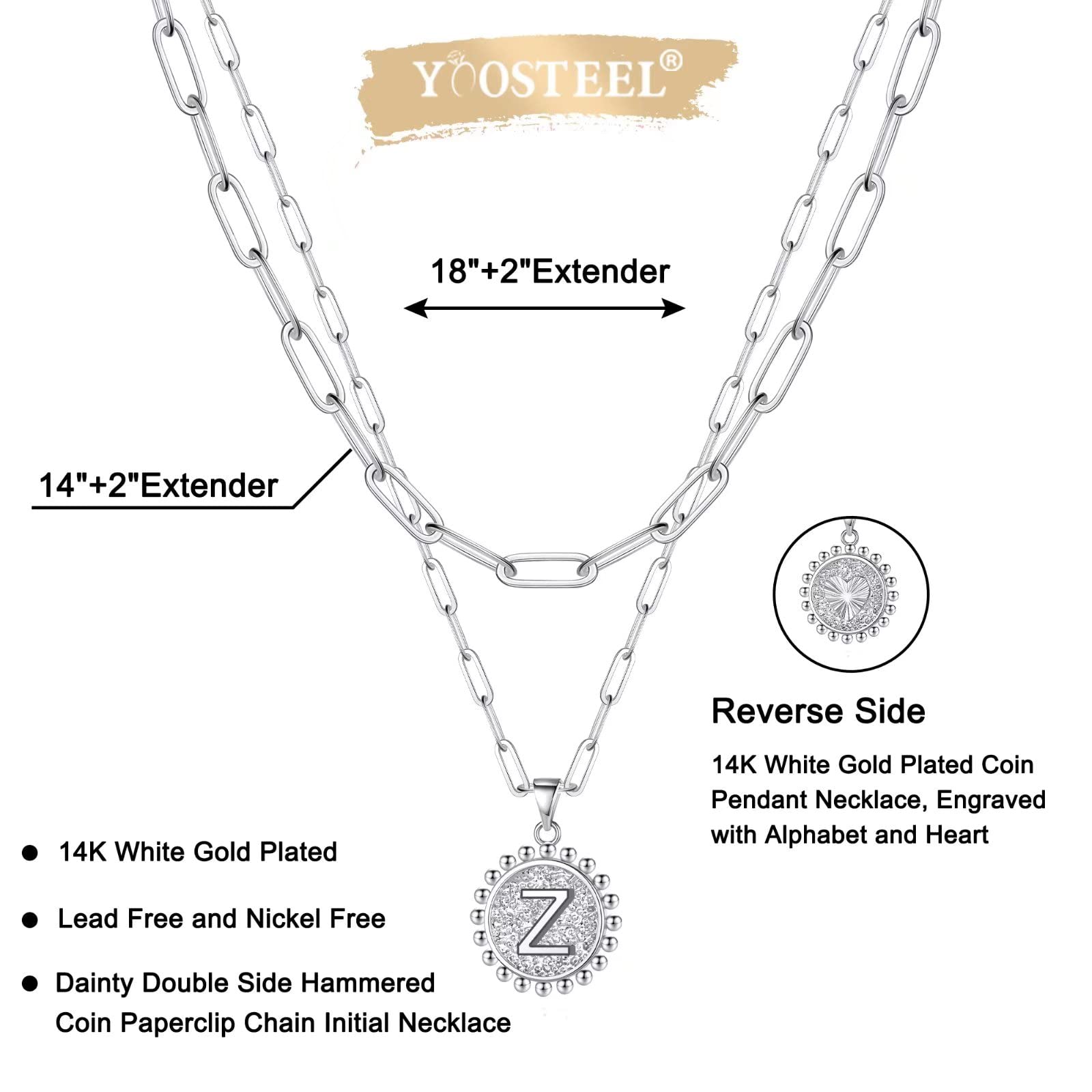 Personalized 14K Gold Plated Initial Necklace for Women - Dainty Layering Paperclip Link Chain, Easter Basket Stuffers & Gift Ideas | Perfect for Everyday Wear, Layering, and Special Occasions