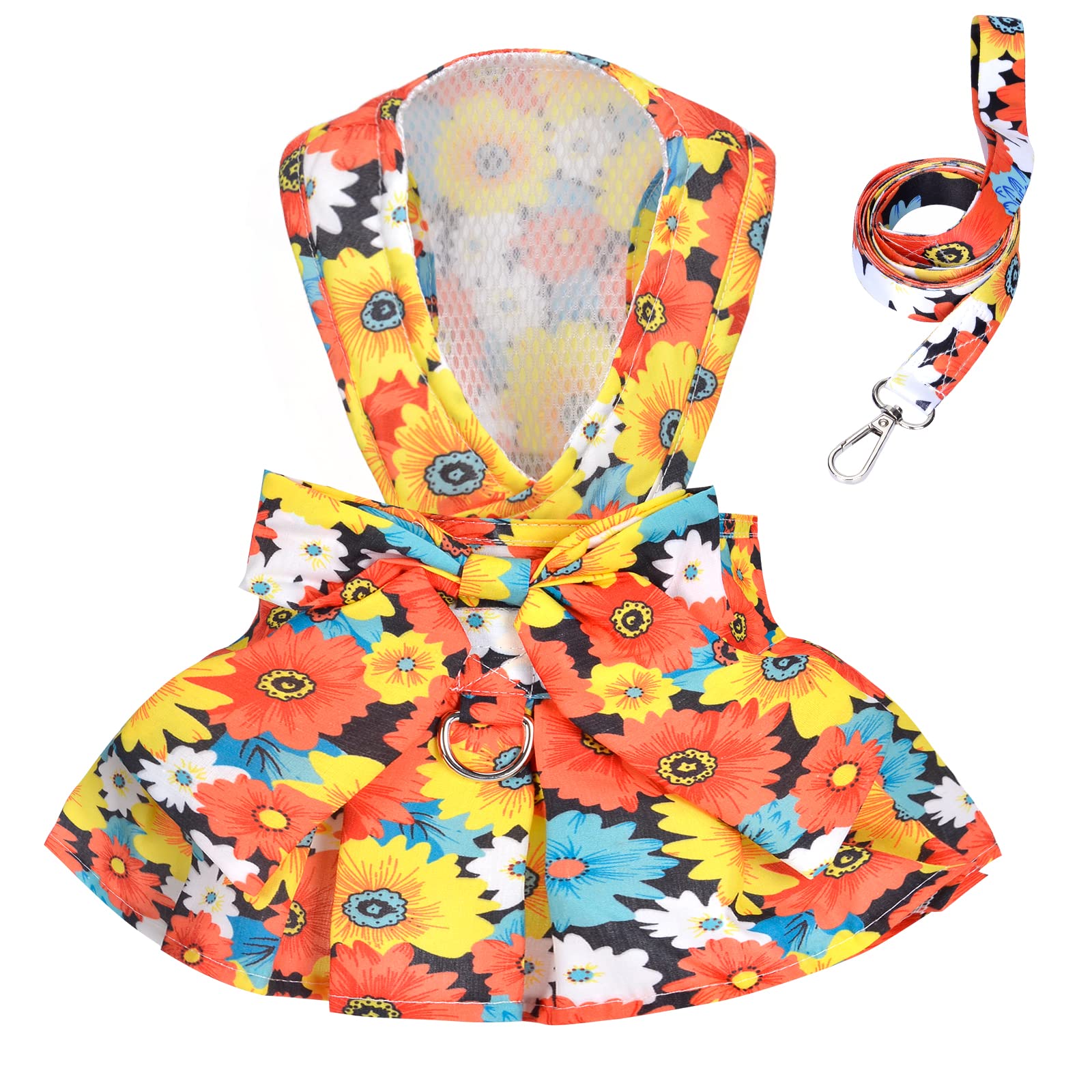 Small Dog Clothes & Harness Dress Set with Leash - Cute Summer Outfit for Chihuahuas & Tiny Breeds | Perfect for Walks, Pet Parties & Outdoor Adventures