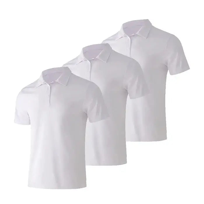 3 Pack Men's Breathable Moisture-Wicking Polo Shirts - Casual & Sporty Short Sleeve Tees for Golf, Work & Everyday Wear