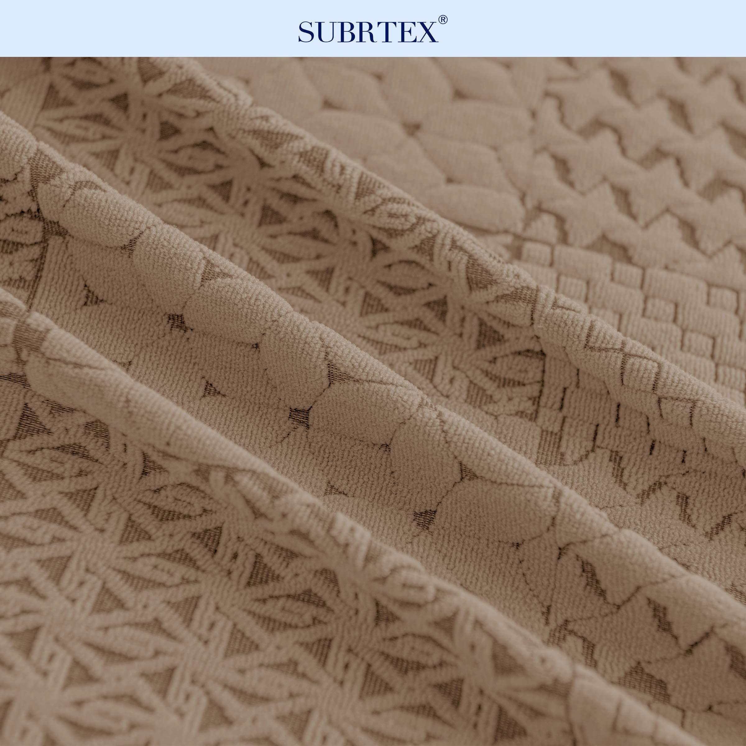 SUBRTEX Jacquard Stretch Dining Chair Slipcovers - 4 Pack Removable Parsons High Back Chair Protectors for Kitchen, Living Room & Dining Room - Various Sand Colors
