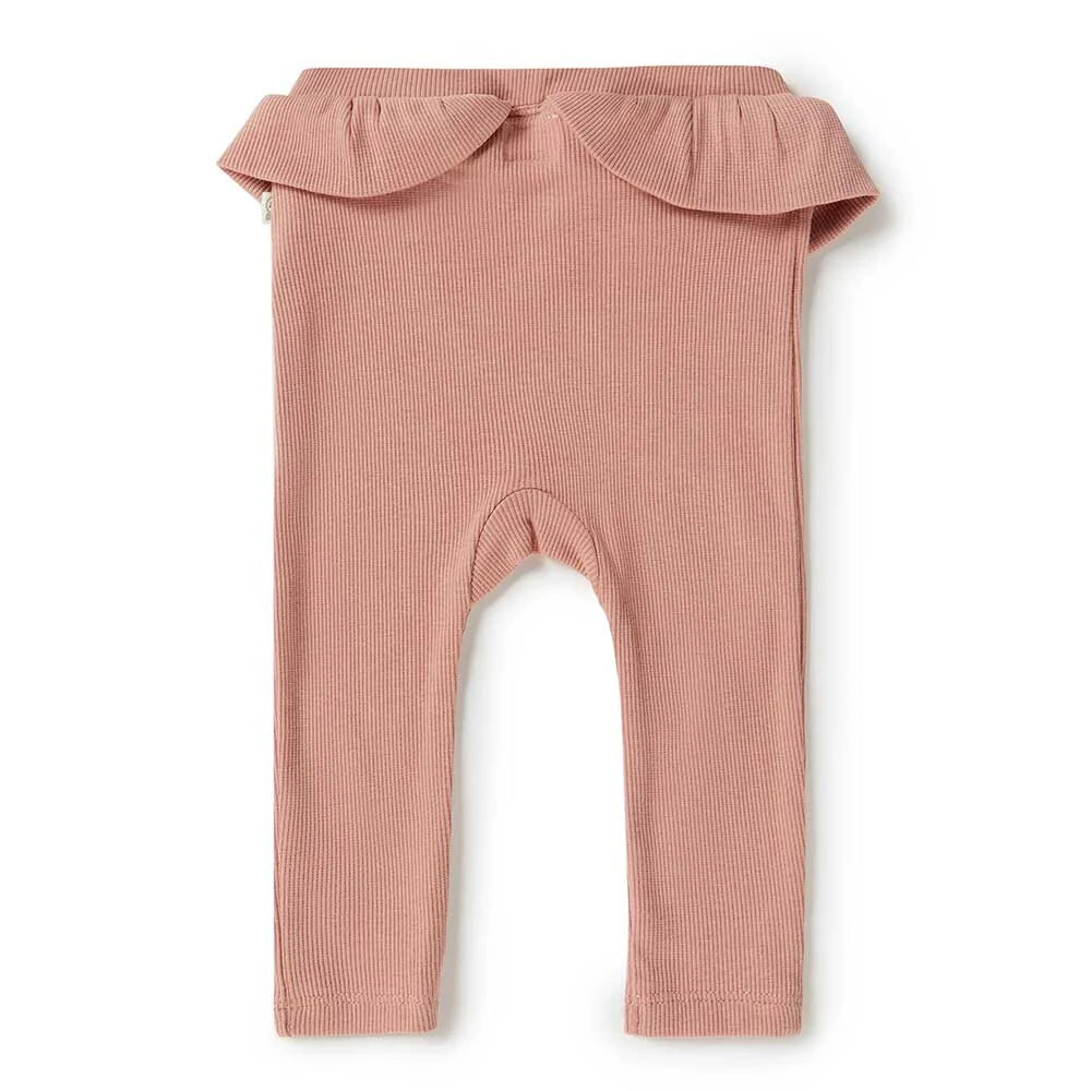 Snuggle Hunny Ribbed Organic Cotton Pants for Women - Soft & Comfortable Lounge Pants in Rose Pink - Perfect for Yoga, Relaxing at Home & Casual Wear