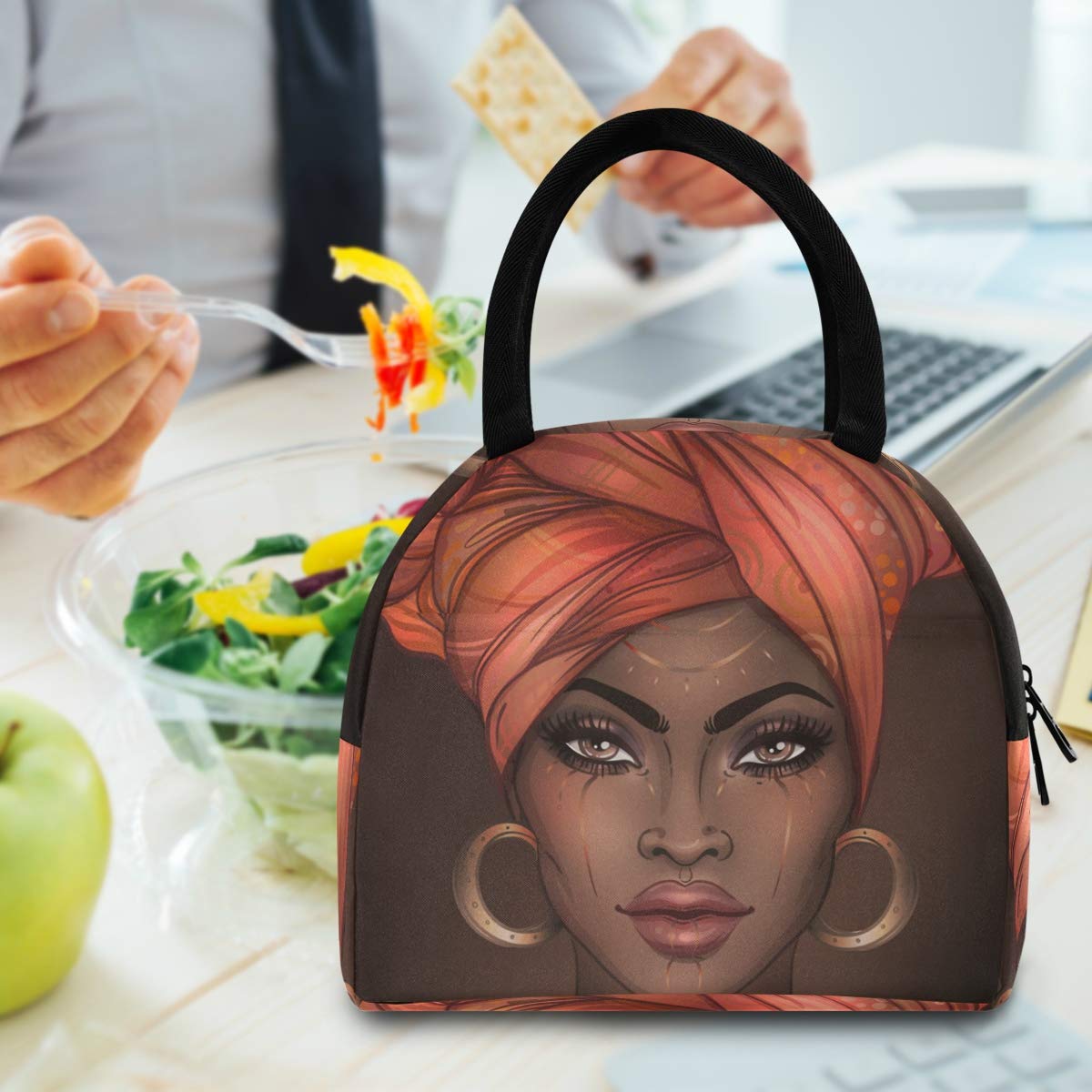Stylish African Print Insulated Lunch Bag for Women - Reusable Cooler Tote for Work, School & Picnics | BPA-Free Leakproof Food Container
