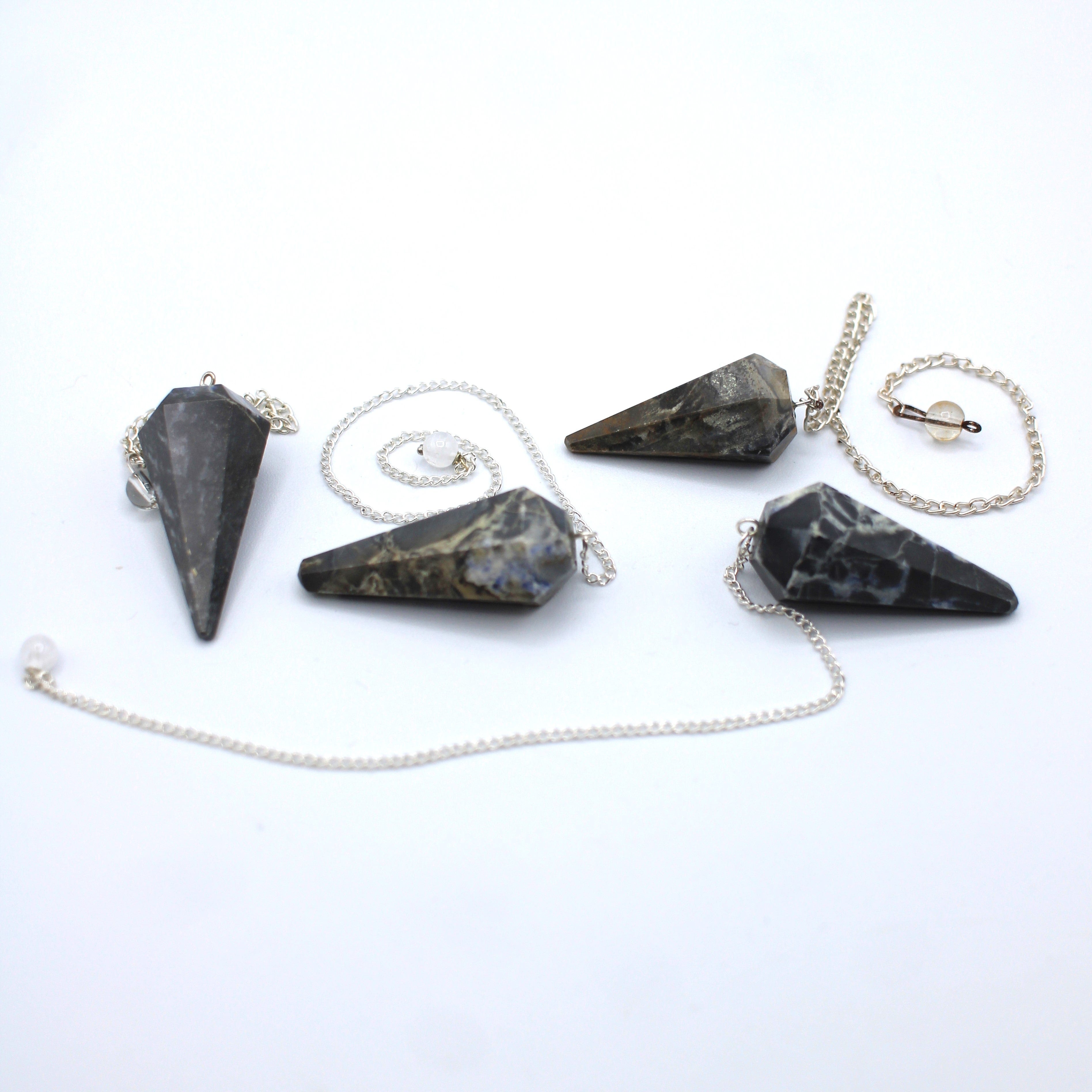 Natural Canadian Sodalite in Matrix Pendulum - Healing Crystal for Meditation, Chakra Balancing & Spiritual Awakening - Perfect for Energy Work, Dowsing & Home Decor