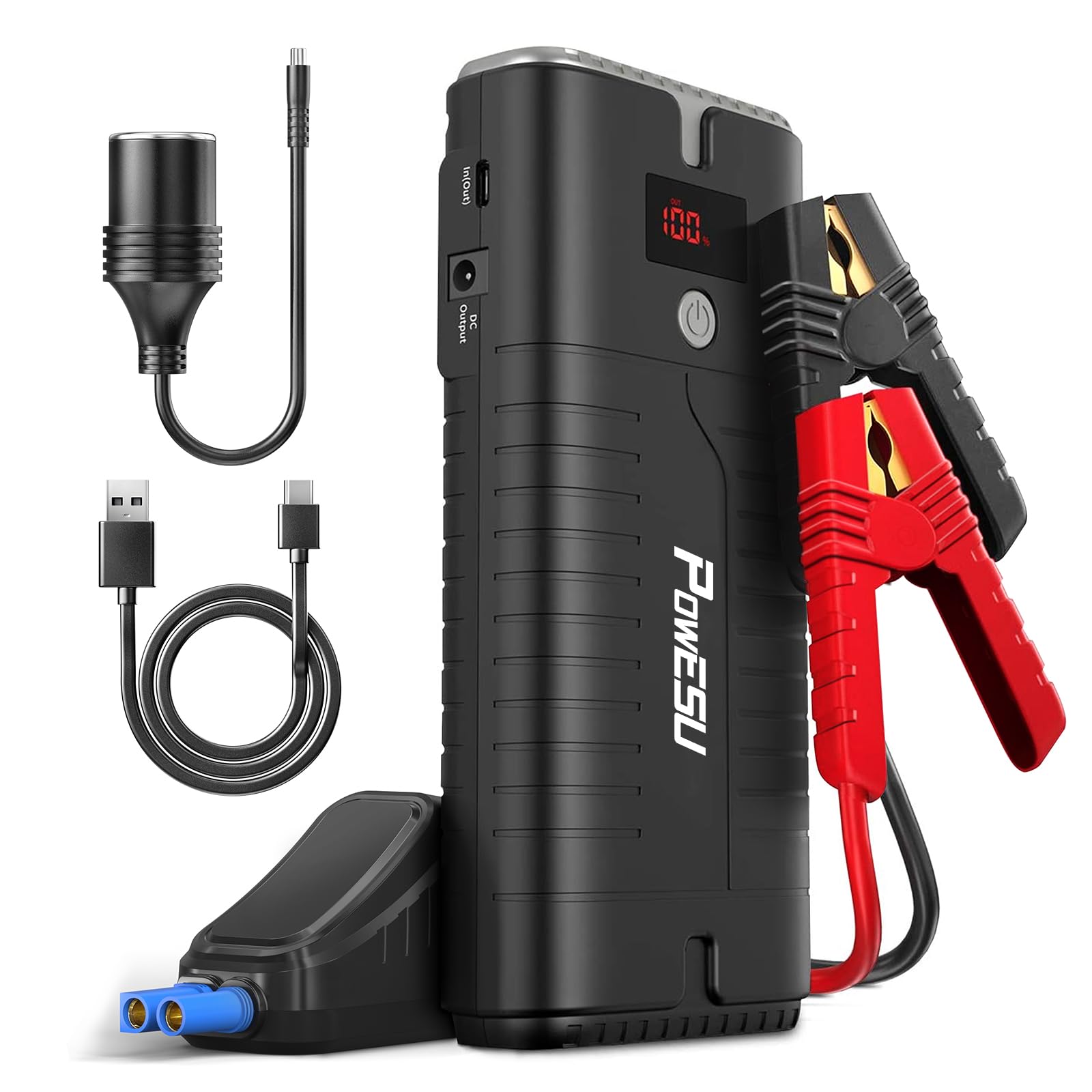 2000A Jump Starter 18000mAh - 12V Portable Car Battery Booster for Gas & Diesel Engines (Up to 8.0L Gas/7.5L Diesel) - Emergency Vehicle Power Pack with Jumper Cables - Perfect for Roadside Emergencies, Camping & Power Outages