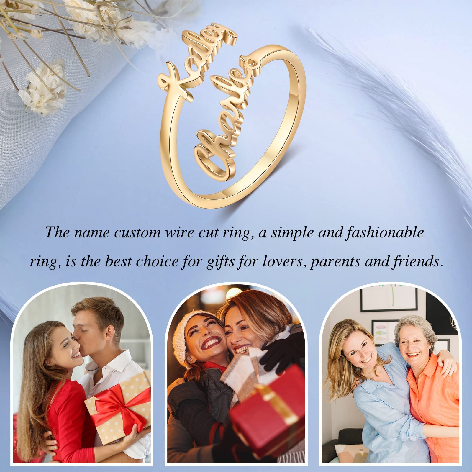 Custom Adjustable Name Ring for Women - Personalized Promise Jewelry for Sister, Best Friend, Birthday, Anniversary, or Special Occasion Gift