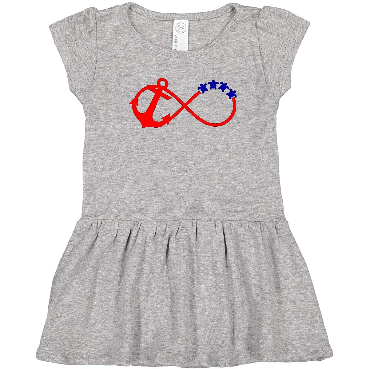 Inktastic Red Anchor Infinity Turtles Toddler Dress - Cute Baby Girl Outfit for Beach, Birthday & Family Photos | Soft Cotton Casual Dress for 1-3 Year Olds