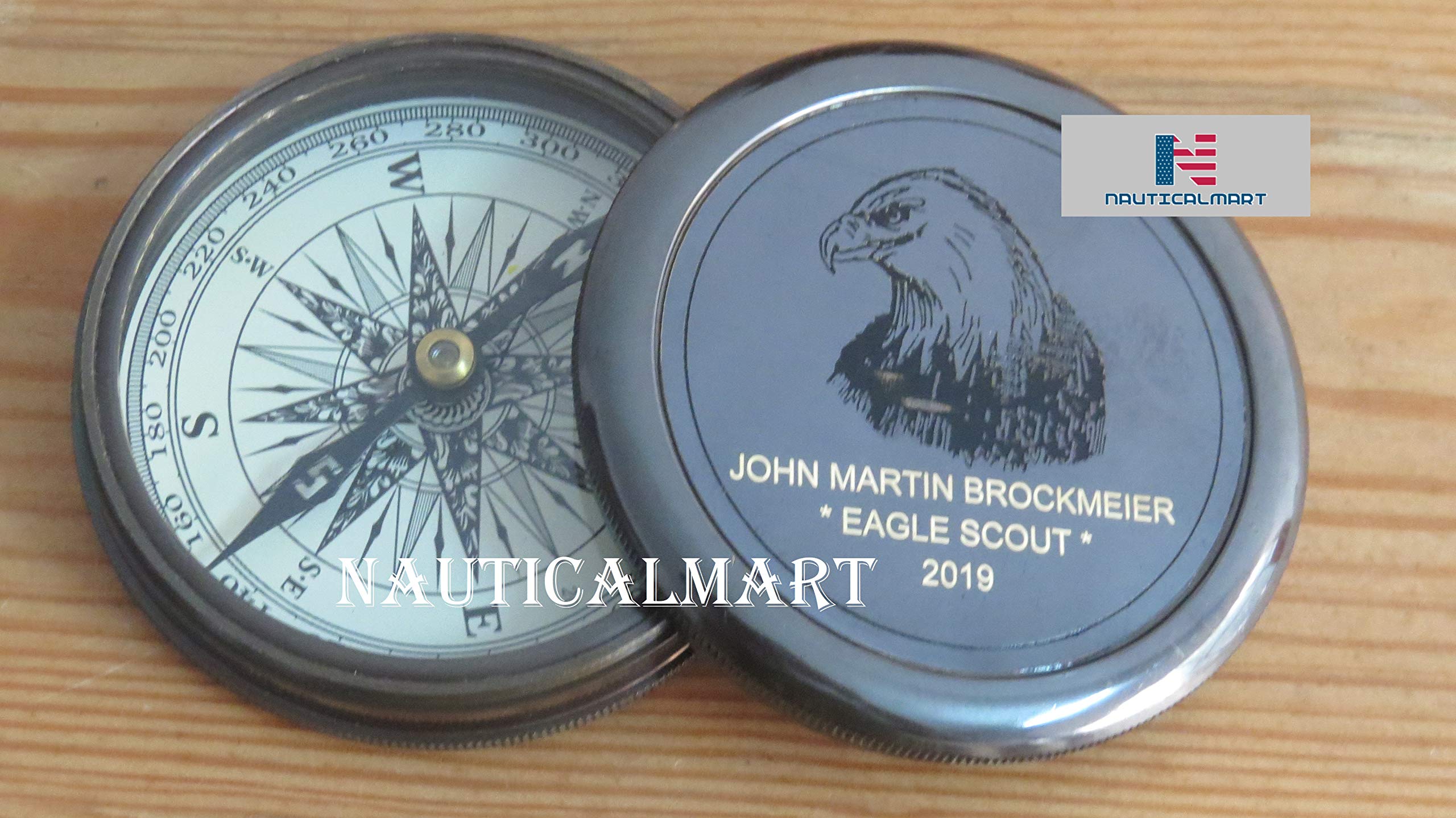 Personalized Engraved Eagle Brass Compass - Premium Gift for Outdoor Enthusiasts, Hikers & Adventurers - Perfect for Camping, Hiking & Survival Gear
