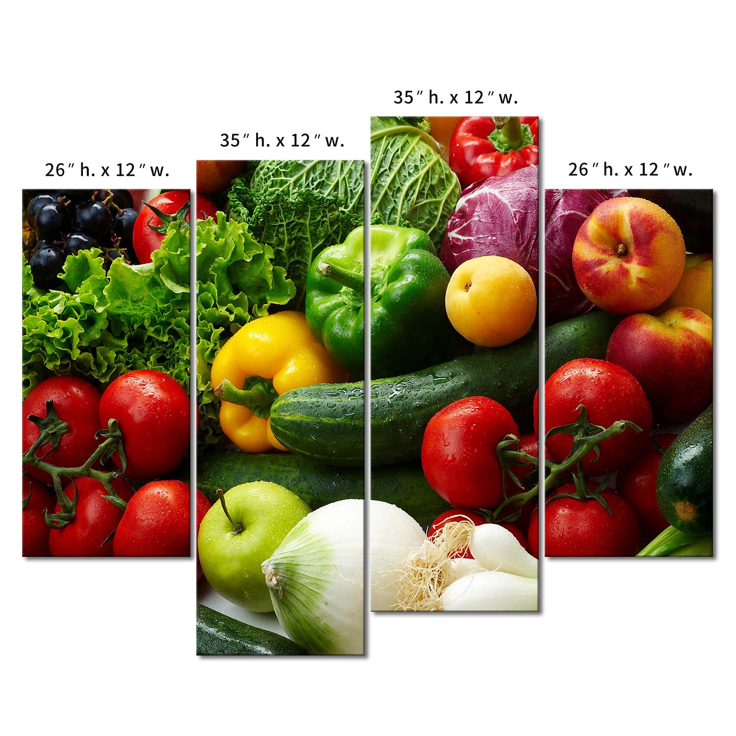Vibrant Vegetable & Fruit Canvas Wall Art - Modern Food Painting Print for Kitchen, Dining Room & Home Decor | Healthy Eating & Farmhouse Style