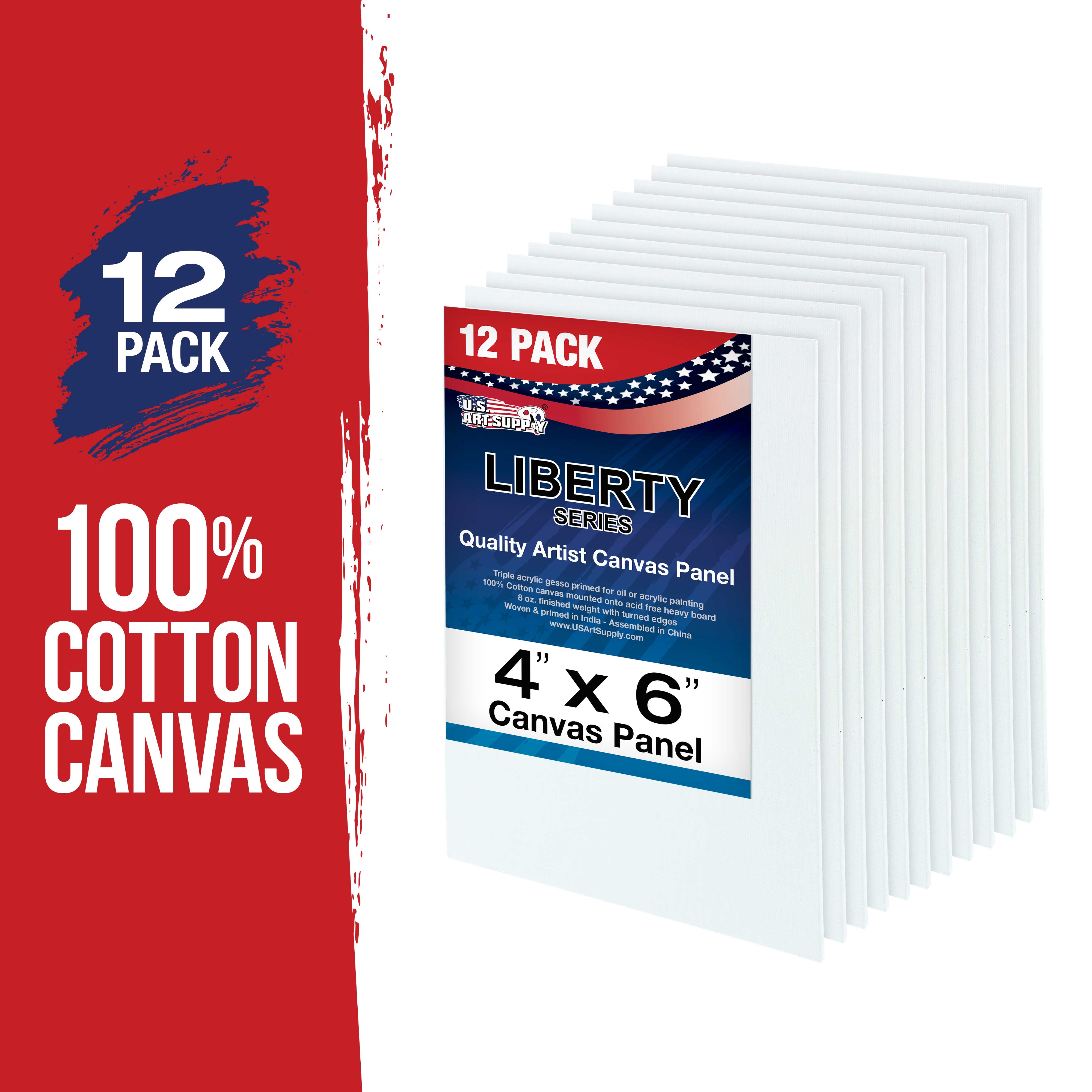 12 Pack 4x6 Inch Professional Acid-Free Canvas Panels for Oil & Acrylic Painting - Artist Quality Stretched Canvas Boards for Portraits, Landscapes & Studio Art