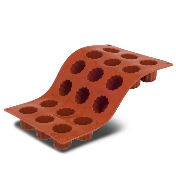 Non-Stick 18-Cavity Mini Cannele Silicone Baking Mold - Perfect for French Pastries, Madeleines, and Mini Cakes - Ideal for Home Bakers and Professional Chefs