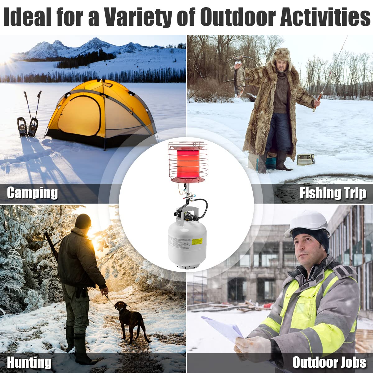 SAFSTAR 35,000-42,000 BTU Portable Propane Heater with Tip-Over Protection & Auto Shut-Off - Indoor Outdoor Space Heater for Garage, Workshop, Camping, Ice Fishing & Emergency Survival (Propane Tank Not Included)