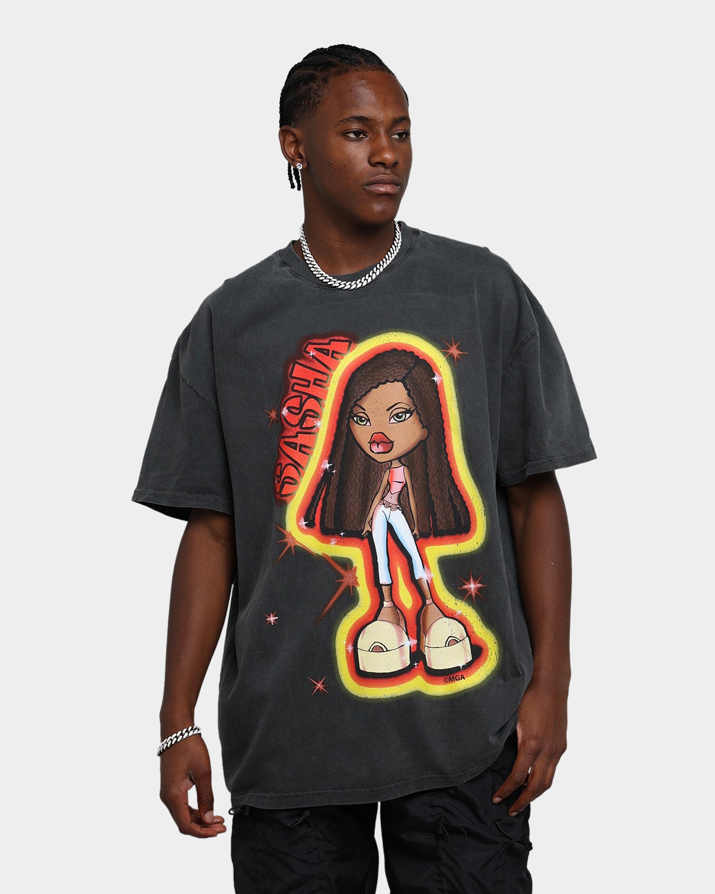 Vintage Bratz Sasha Heavyweight T-Shirt - Black Wash | American Thrift Style | Perfect for 90s Nostalgia & Streetwear Fashion