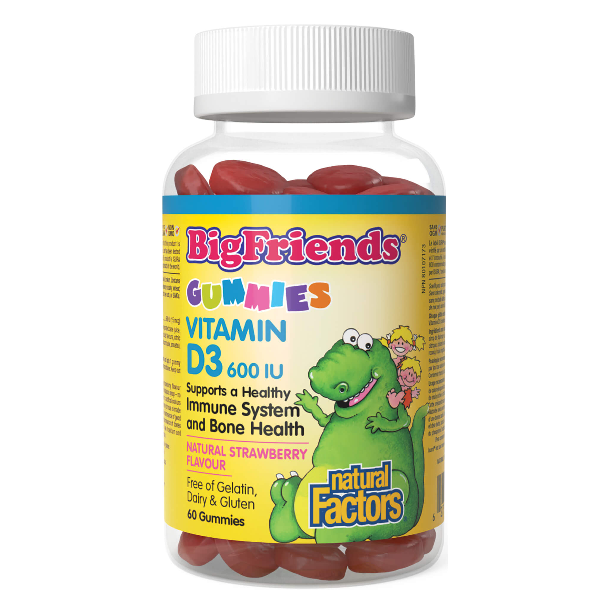 Big Friends Vitamin D3 Gummies 600 IU - Strawberry Flavor - Immune Support & Bone Health - Delicious Chewable Supplement for Kids & Adults - Perfect for Daily Nutrition & Winter Wellness