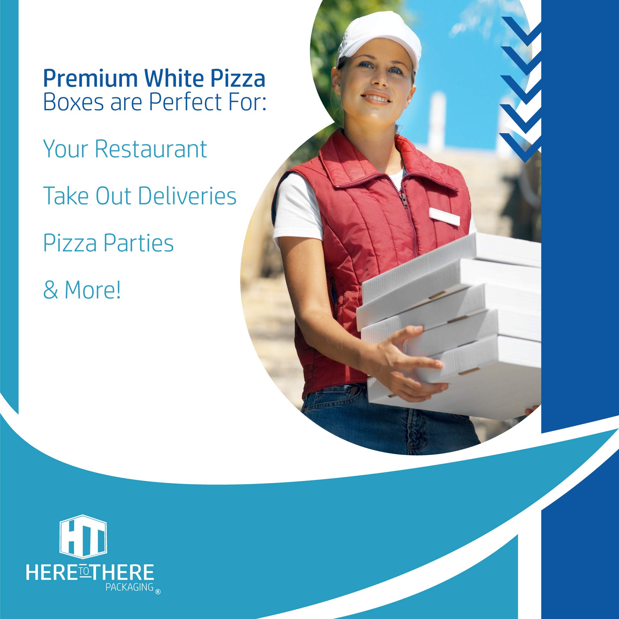 50 Pack White Corrugated Kraft Pizza Boxes 10x10 Inches - Eco-Friendly Takeout Containers for Delivery, Parties & Restaurants