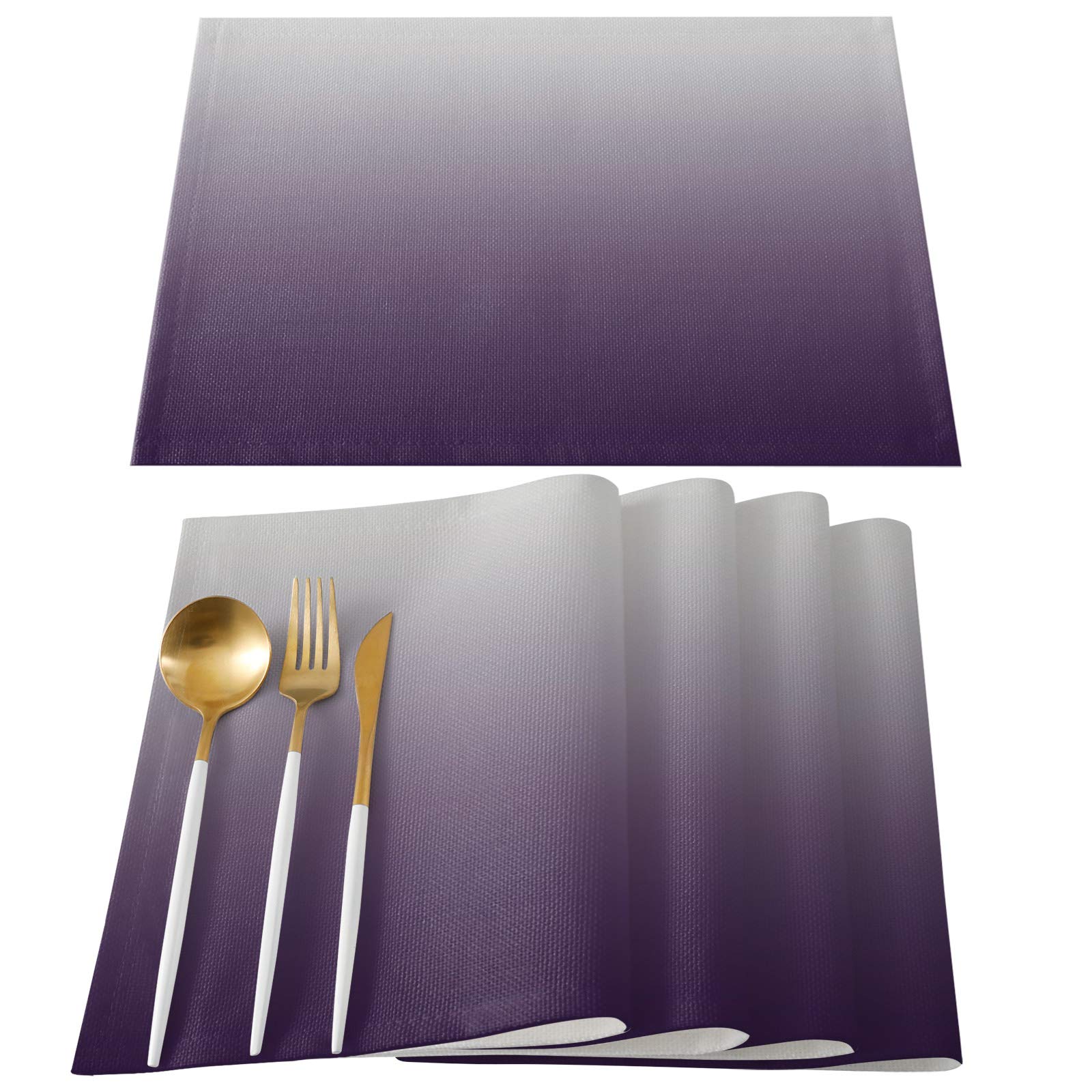 6-Pack Purple Grey Gradient Washable Placemats - 13