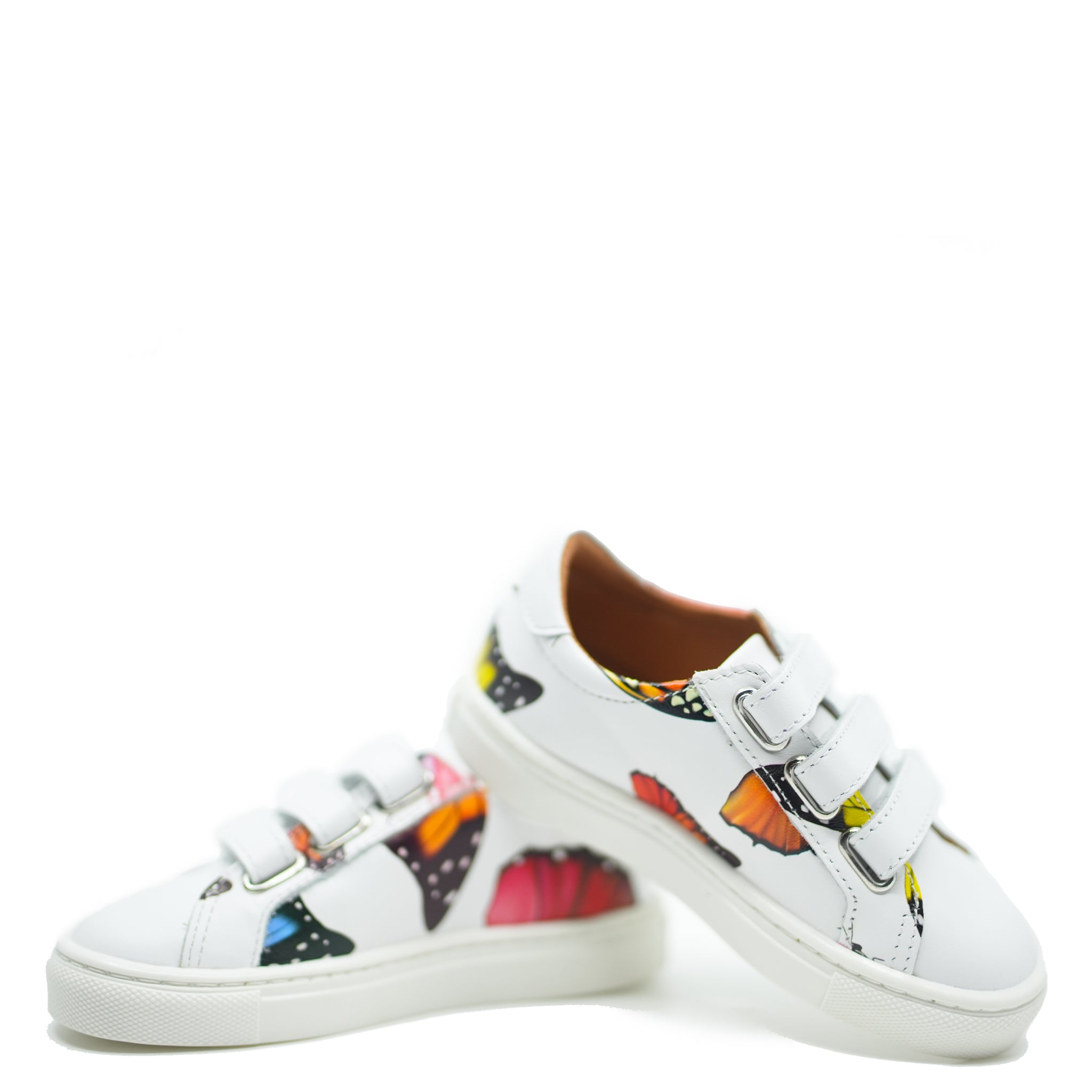 Atlanta Moccasin Butterfly Print Velcro Sneakers for Women - Comfortable Slip-On Casual Shoes for Walking, Travel & Everyday Wear