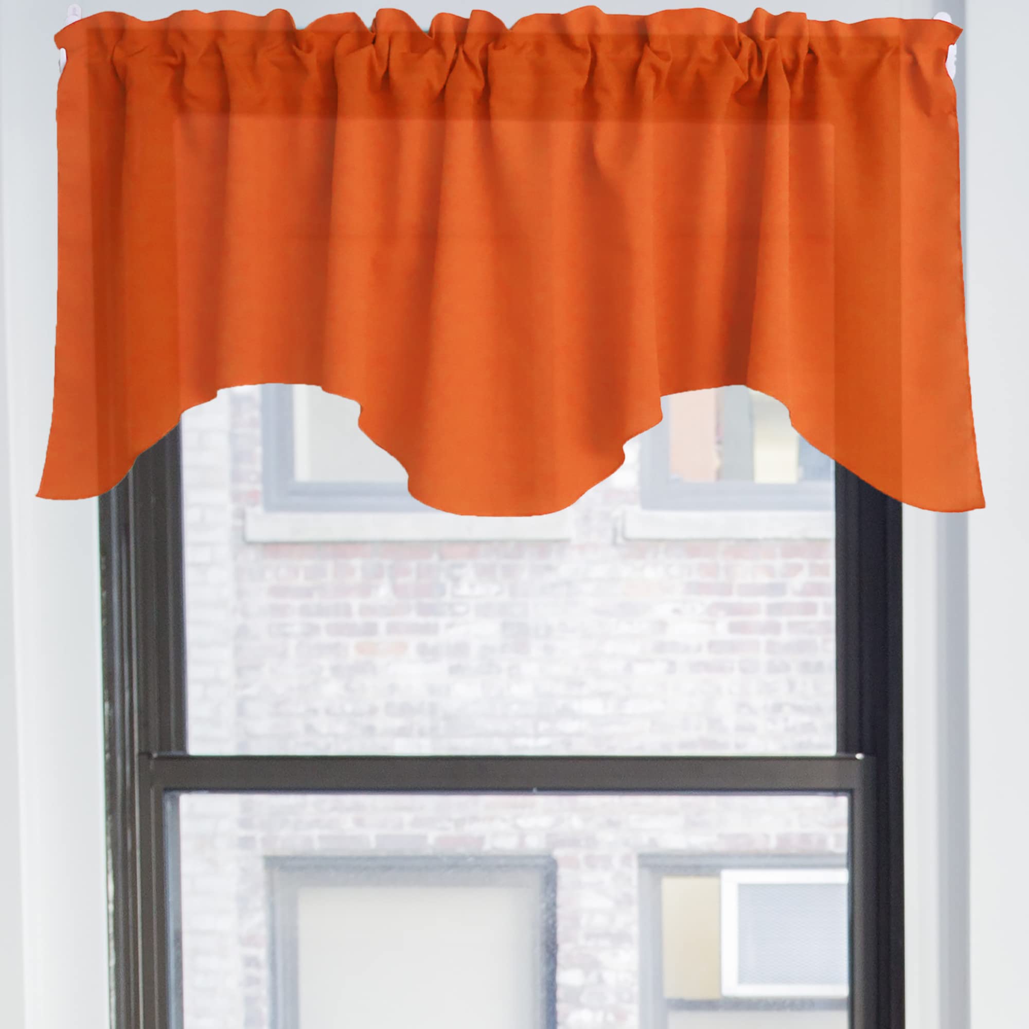 Elegant Scalloped Poplin Window Valance - Orange Home Decor for Bedroom, Nursery & Kitchen - Perfect for Adding Style & Privacy to Any Room