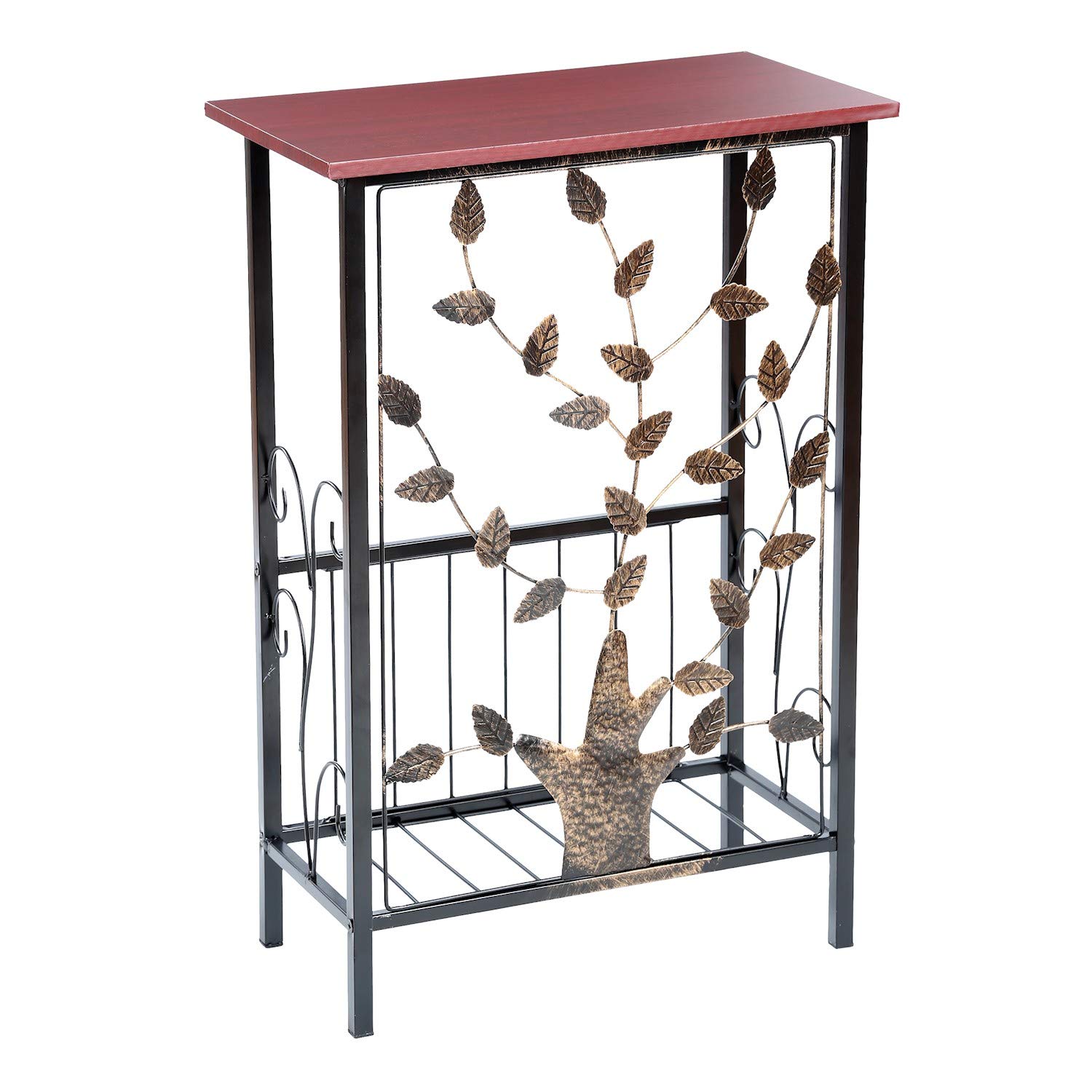 Etna Entryway Console Table with Magazine Holder - Modern Metal Tree Design & Wood Top with Storage Bin | Perfect for Hallway, Bedroom, Bathroom & Small Space Organization