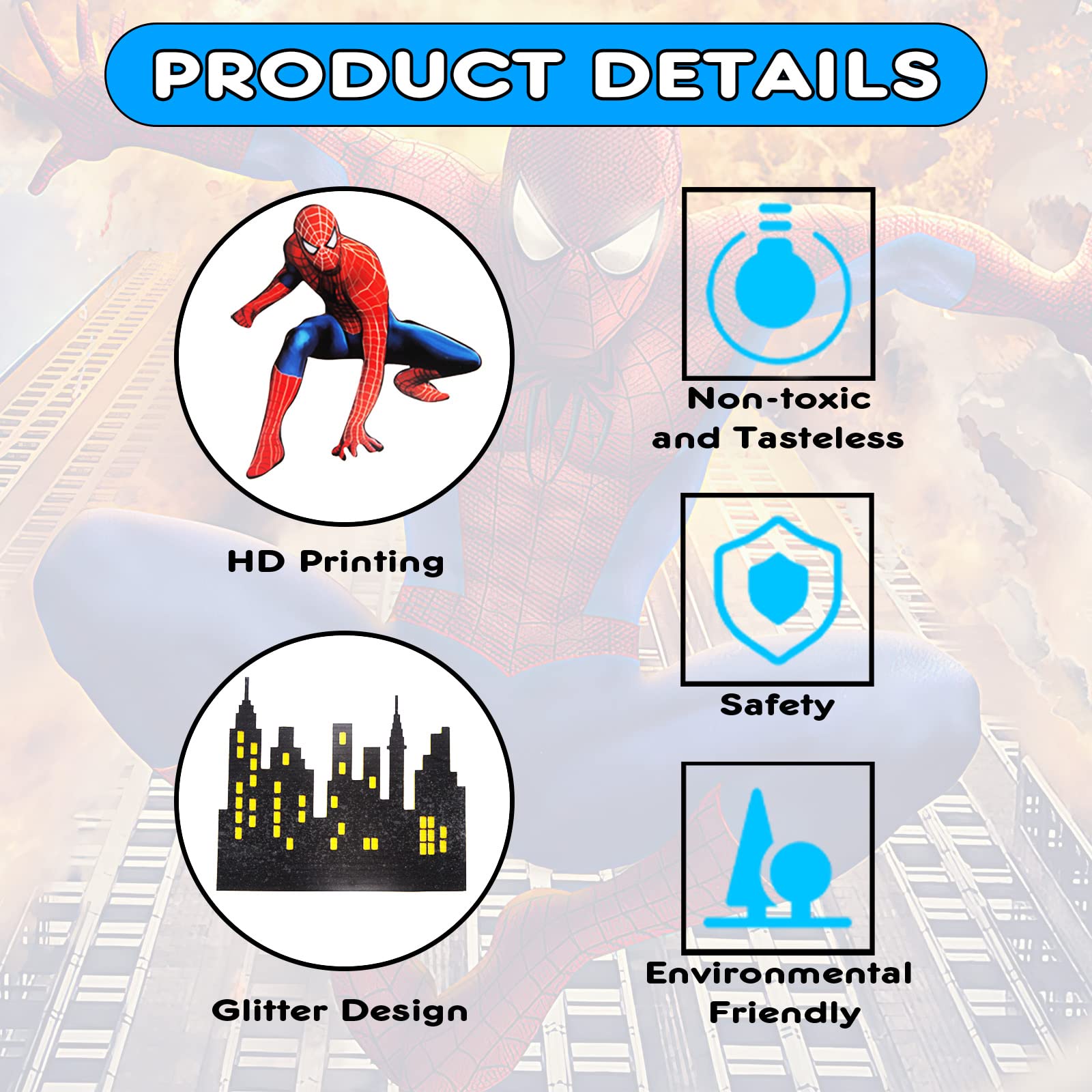 10-Piece Happy Birthday Cake Topper Set - Superhero Spider Cake Decorations for Kids Boys - Perfect for Birthday Parties, Cupcakes & Cakes