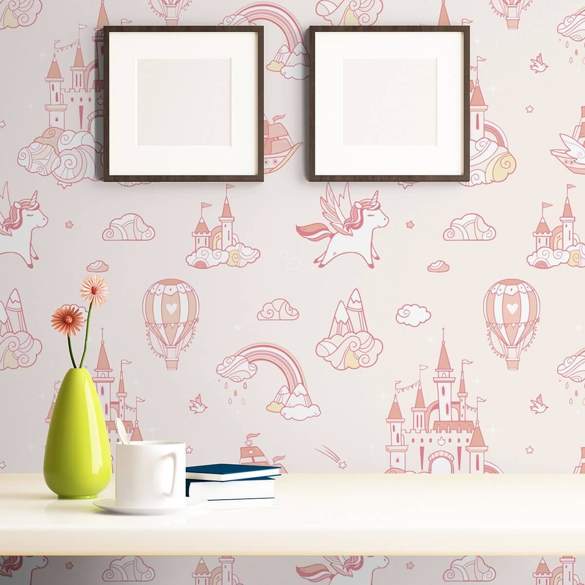 Pink Fantasy Baby Peel and Stick Removable Wallpaper 9668 - Self-Adhesive Nursery Decor for Girls Room, Bedroom & Playroom