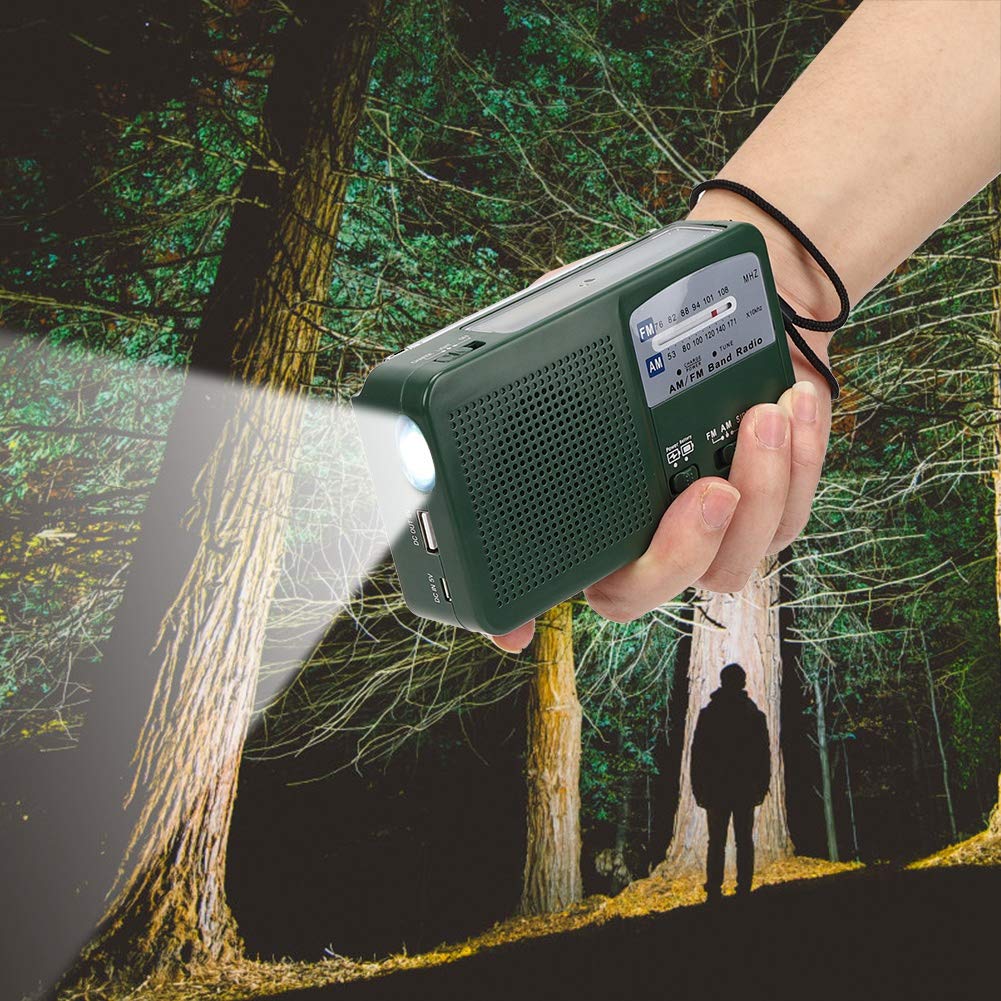 Solar Hand Crank Emergency Radio with LED Flashlight & Phone Charger - Portable NOAA Weather Radio for Camping, Hiking, Backpacking & Power Outages
