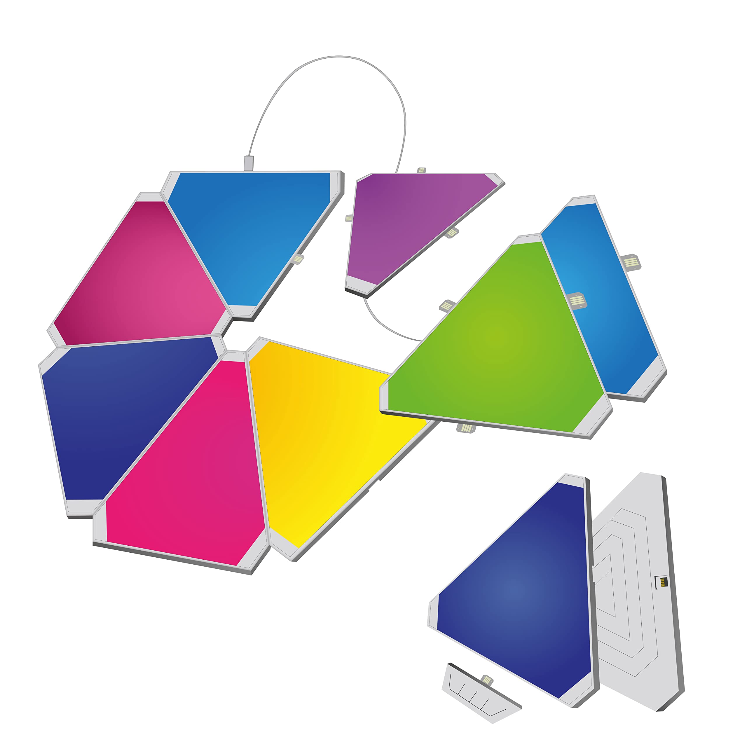 Teralux RGB LED Smart Lights Wall-Mounted - 9PCs Gaming & Room Decor Lighting with Alexa/Tuya App Control | Customizable Colors & Modular Design | Perfect for Streaming Setup, Bedroom Ambience & Gaming Room Decor
