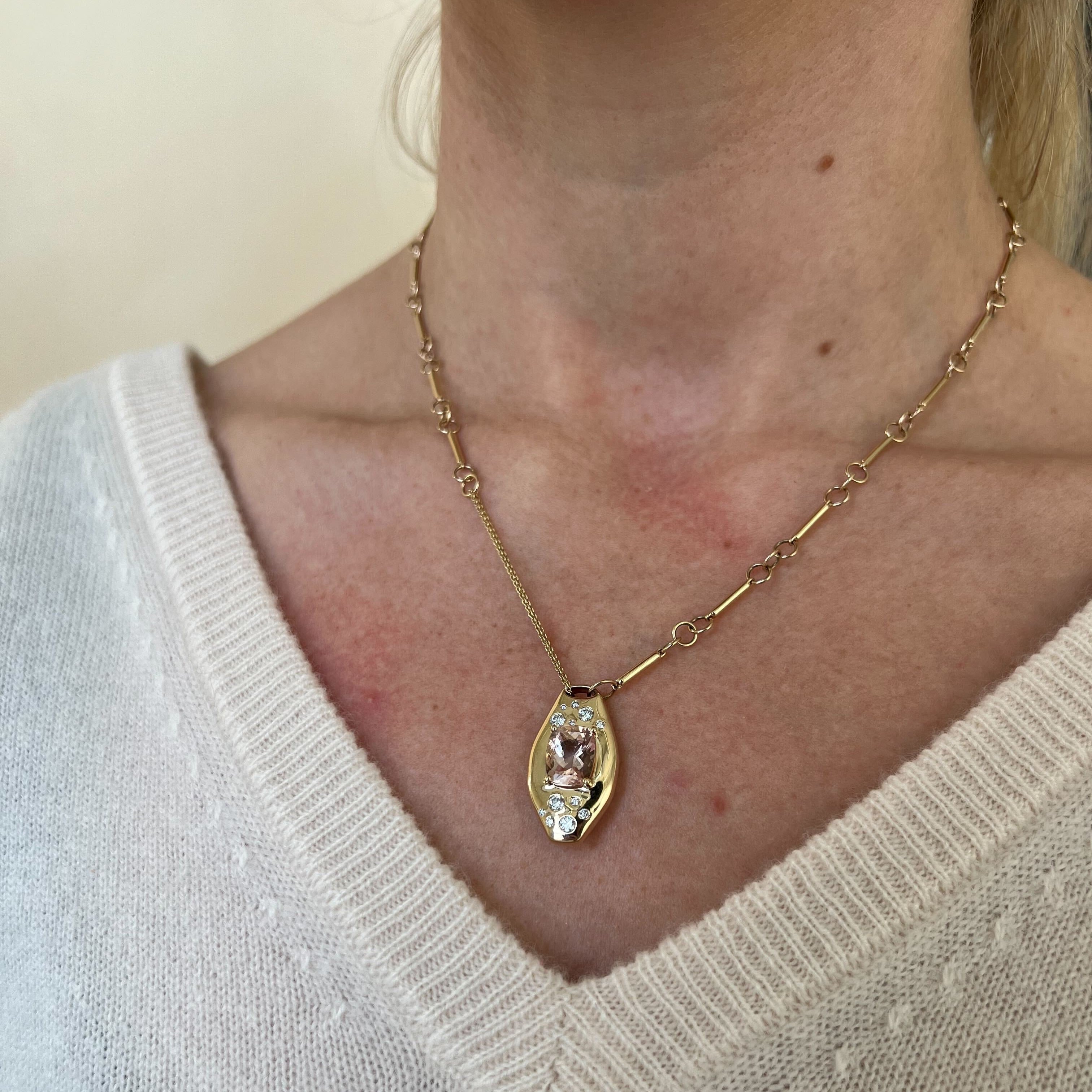 Morganite Slipper Necklace - Elegant Rose Gold Pendant for Women | Perfect for Valentine's Day, Anniversary & Wedding Jewelry Gift
