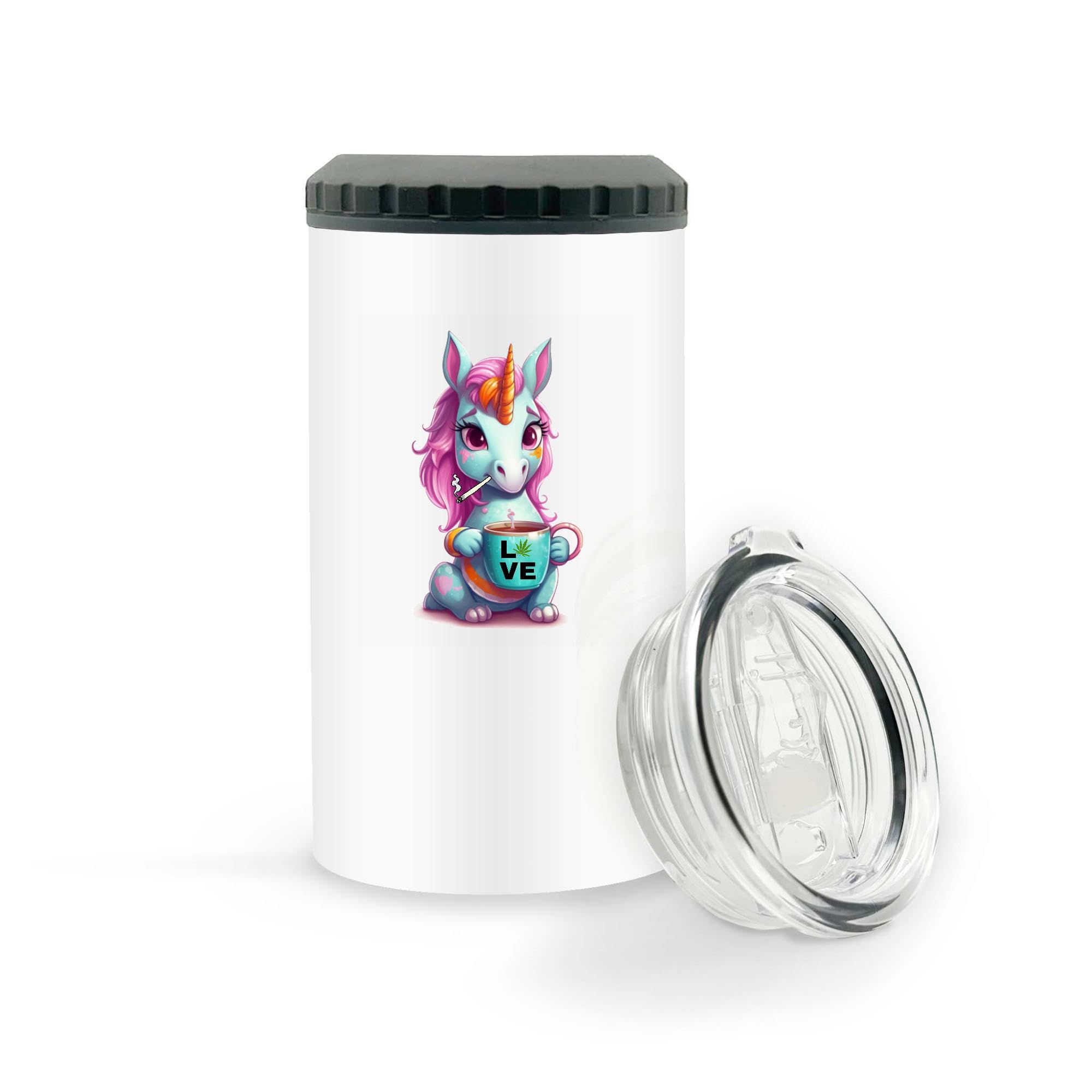 16Oz Insulated Tumbler with Unicorn Design - Perfect Gift for Cannabis Enthusiasts & Weed Lovers - Keeps Drinks Cold for Hours - Ideal for Smoking Sessions, Outdoor Adventures & Home Use