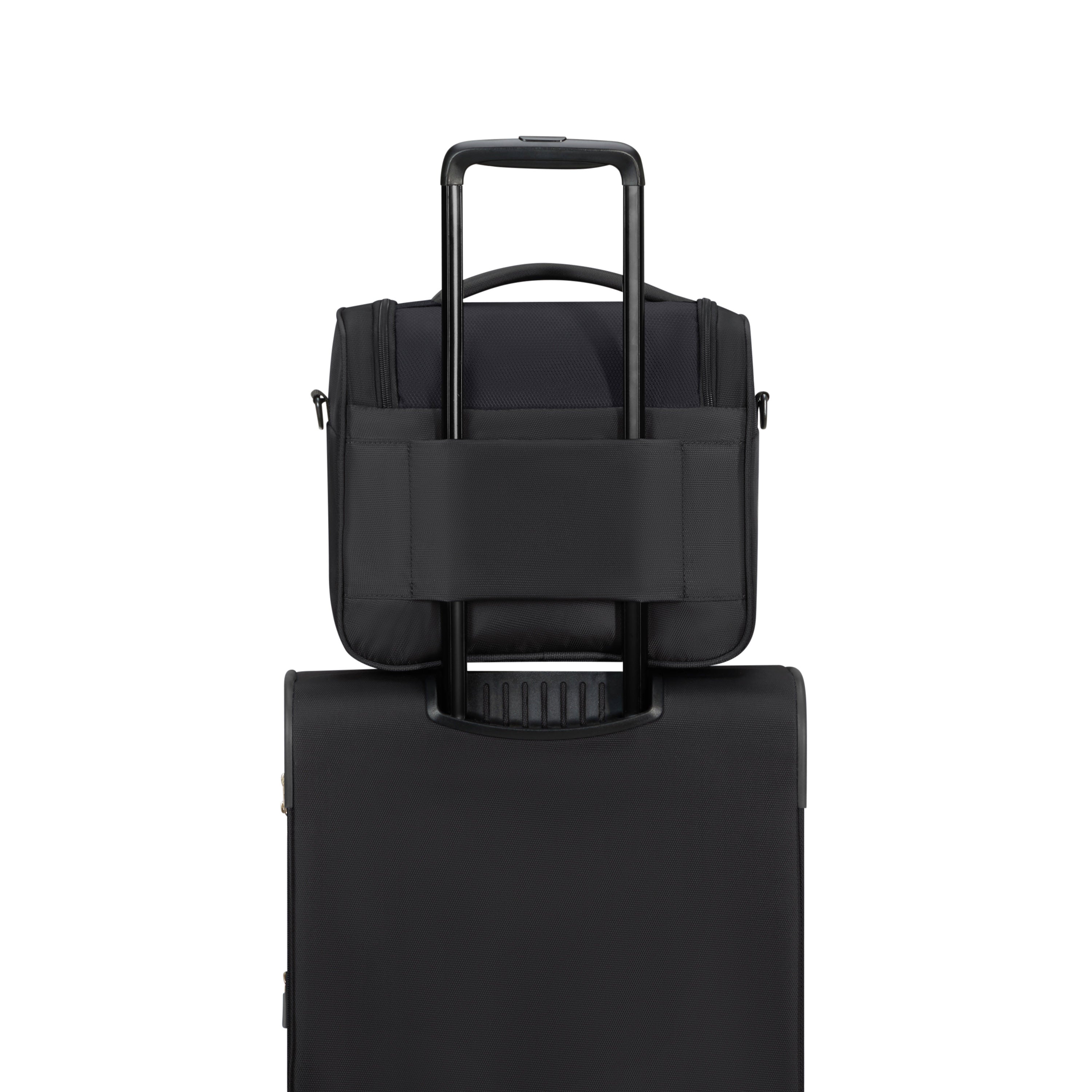 American Tourister Summerride Large Toiletry Bag for Travel - Waterproof Cosmetic Makeup Organizer with Hanging Hook, Perfect for Vacation, Gym & Business Trips (Black)