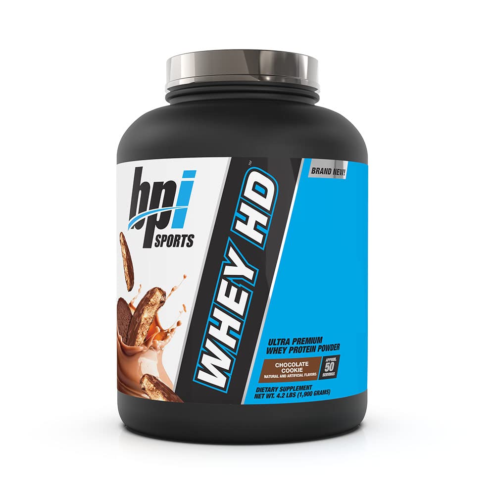 BPI Sports Whey HD Ultra Premium Protein Powder - Chocolate Cookie Flavor, 4.2 lb (1.9 kg) for Muscle Recovery & Post-Workout Nutrition | Gym, Fitness & Bodybuilding Supplement