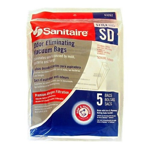 Sanitaire Style SD Vacuum Bags with Arm & Hammer Odor Eliminator - Genuine OEM Replacement - 5 Pack - Perfect for Pet Hair, Allergies & Deep Cleaning