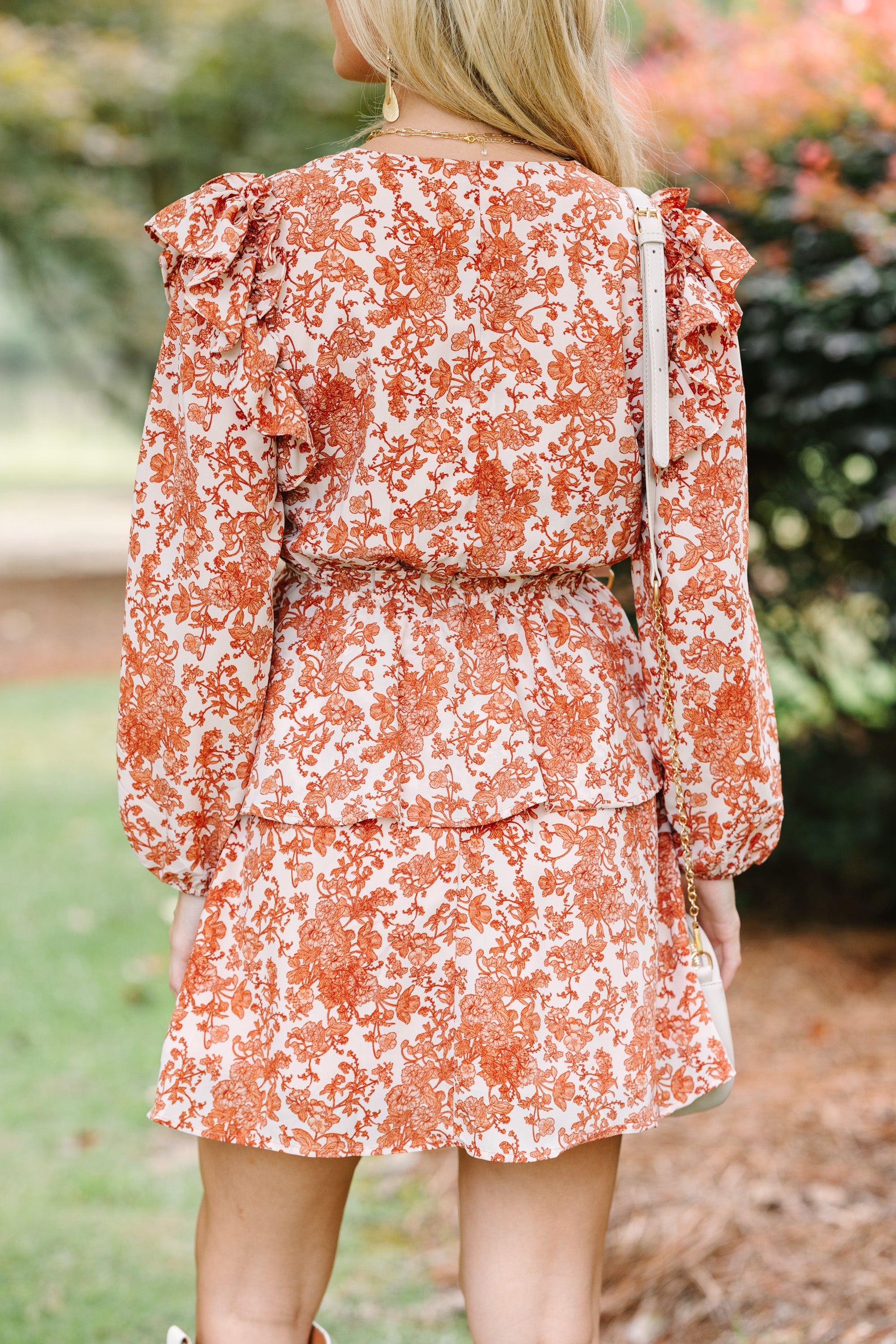 Always A Fan Rust Orange Floral Dress - Women's Boho Summer Maxi Dress with Pockets | Perfect for Beach Vacations, Date Nights & Outdoor Weddings