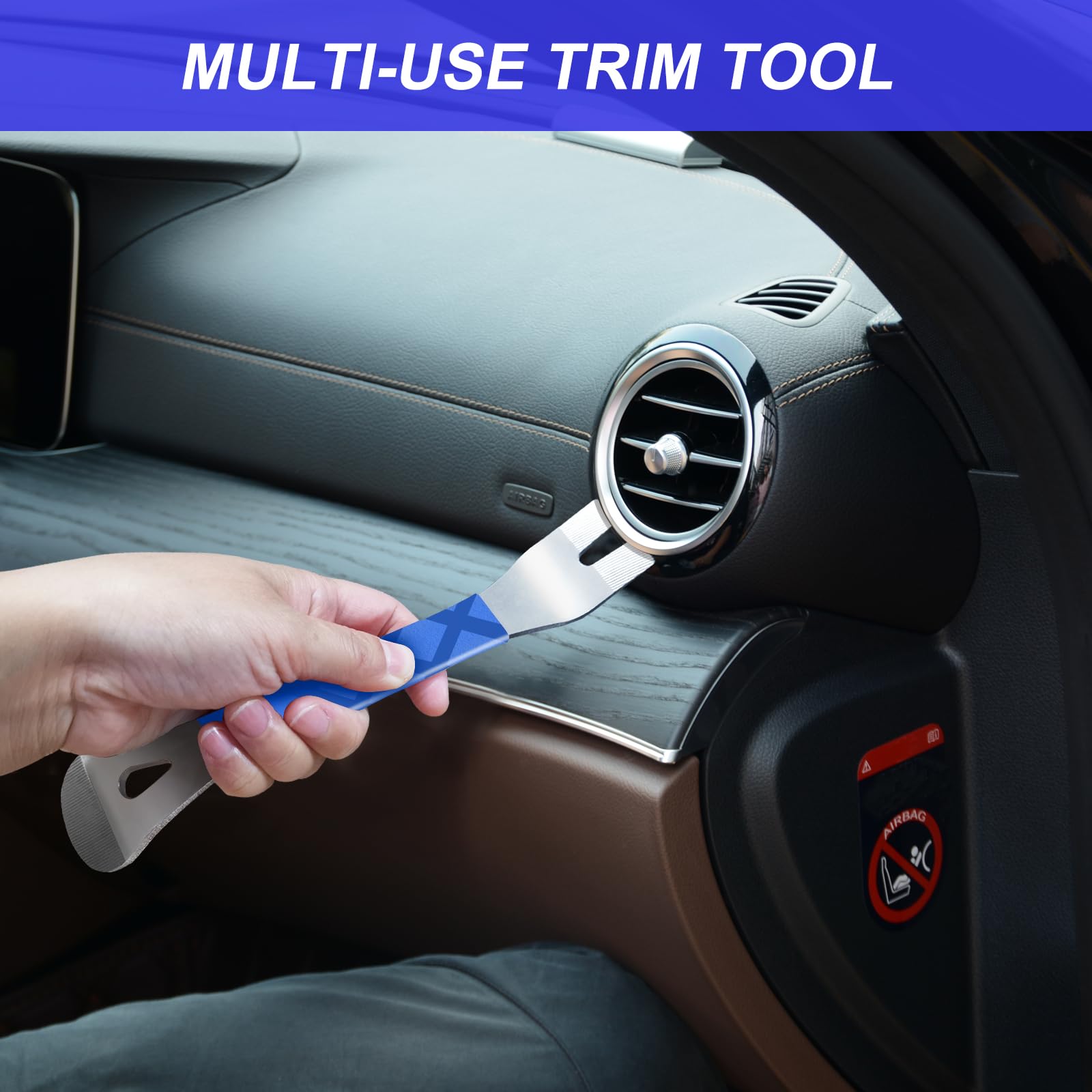 15-Piece Auto Trim Removal Tool Kit - Metal Car Pry Bar Fastener Remover Set for Door Panel, Window, Audio & Dashboard (Blue) - Perfect for DIY Car Repairs & Professional Auto Detailing